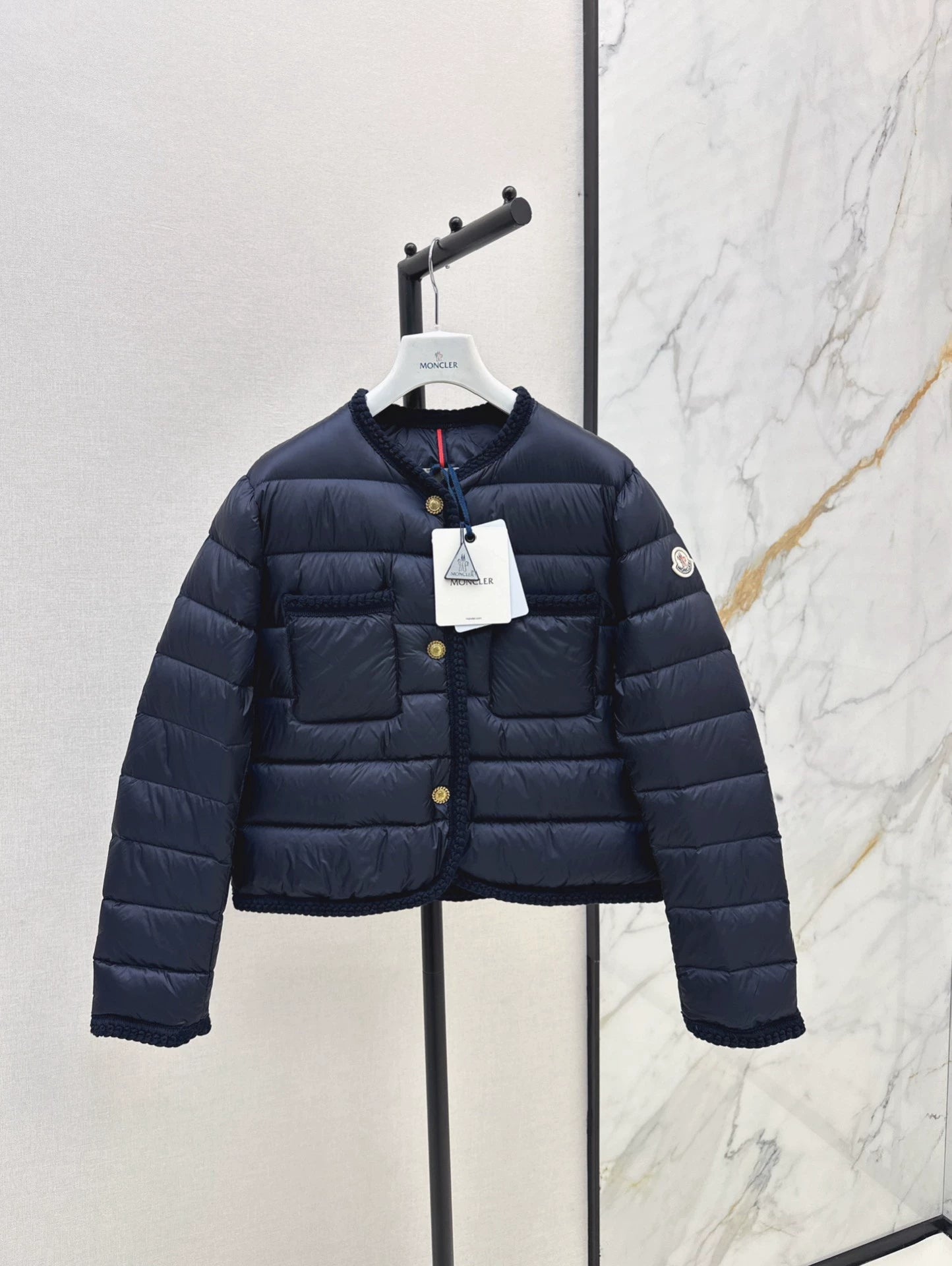 MON 25 Woven patchwork down jacket(BLAKC,NAVY,RED,BEIGI)