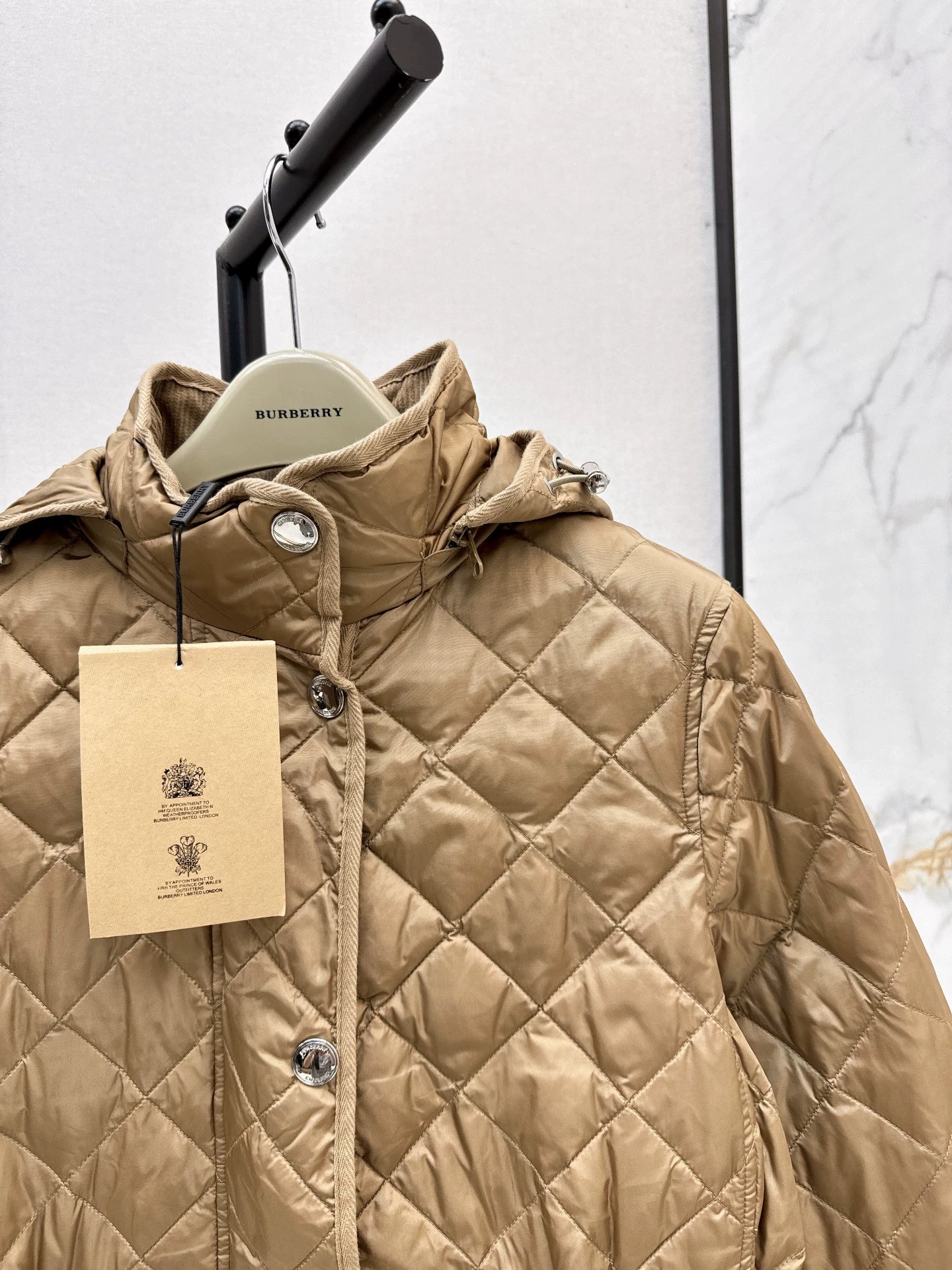 BRU 25 New Diamond Quilted Hooded Down Jacket Mid-Length Jacket