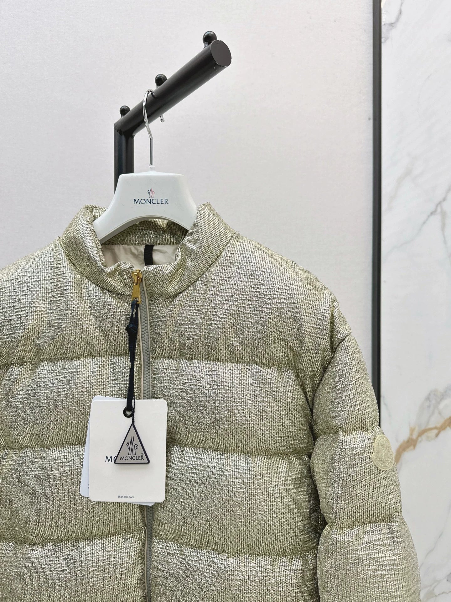 MON 25fw Silver stand collar down jacket