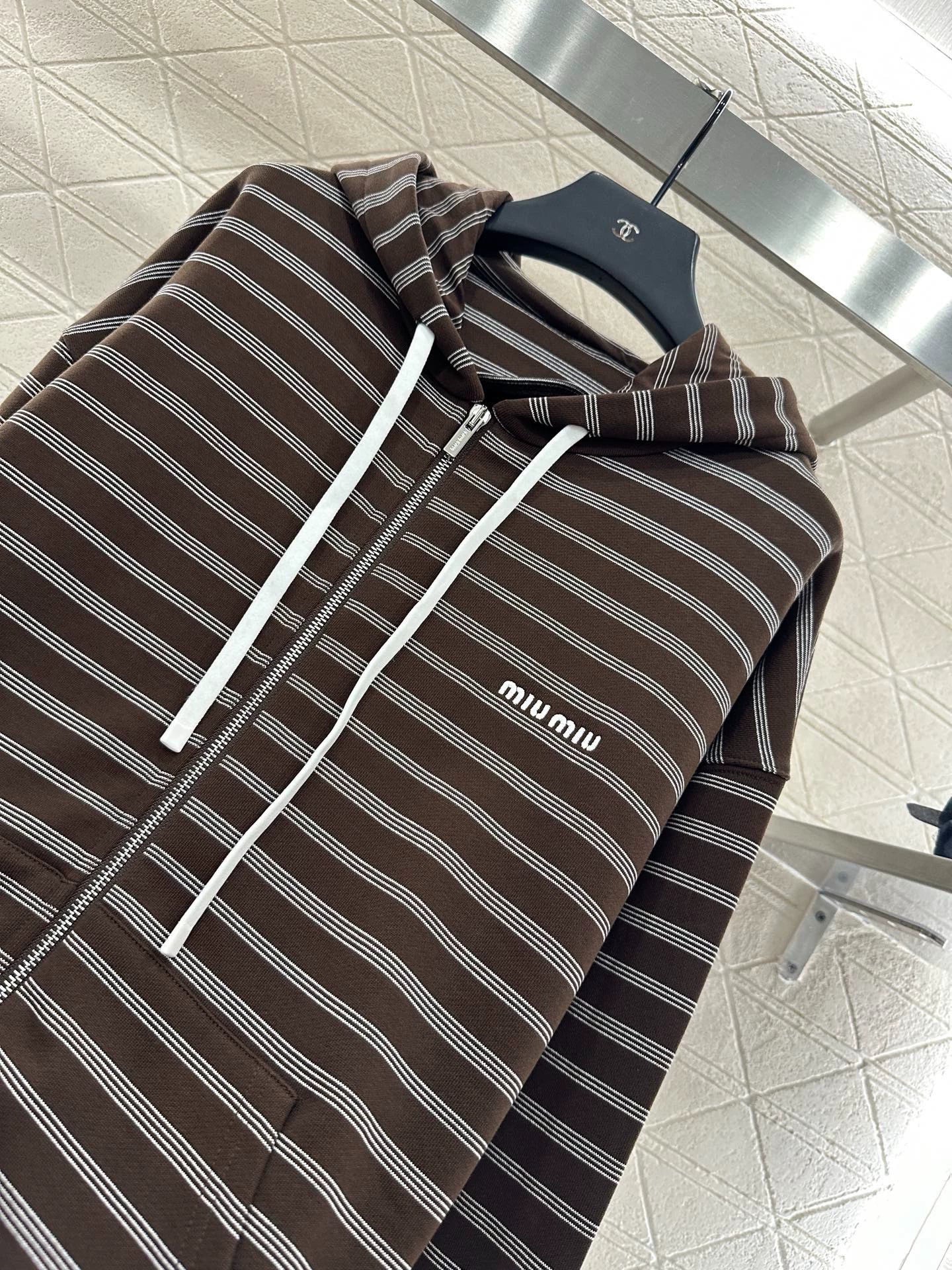 Mi 25 Hooded zip-up striped jacket(BROWN/BLUE)