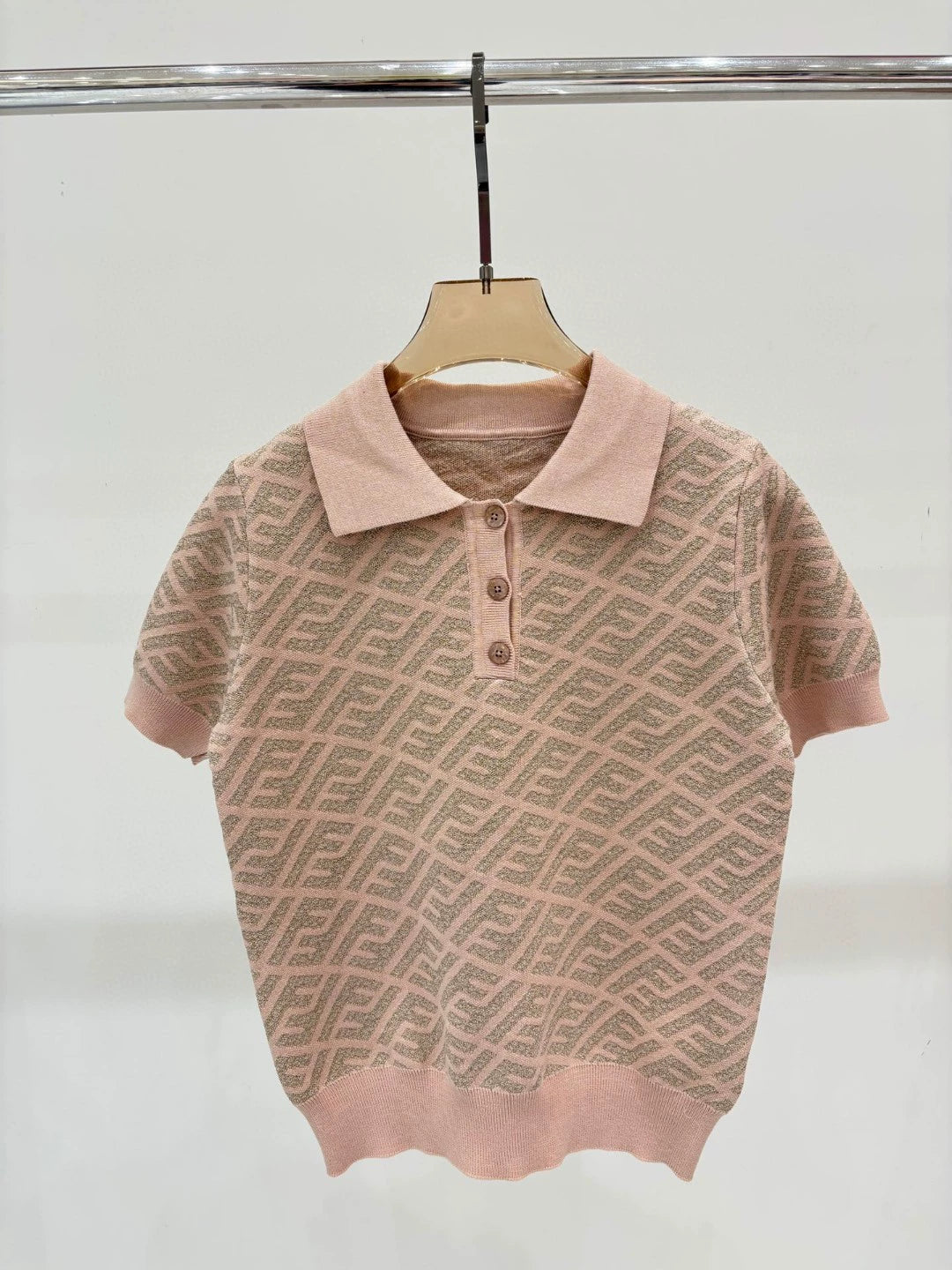 F 25 New Alphabet Slash All Over Printed Lapel Short Sleeve
