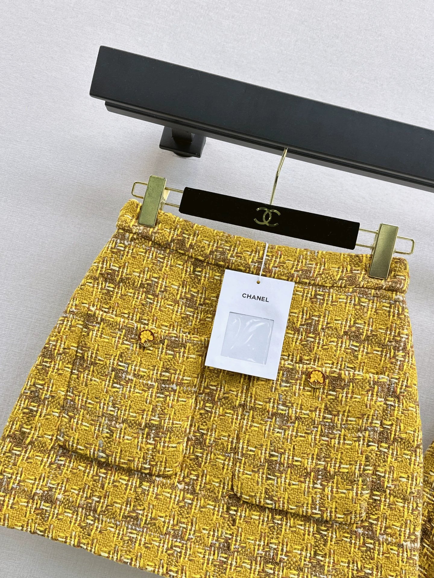 C 25 Camellia Decorated Braided Jacket + A-Line Skirt Set