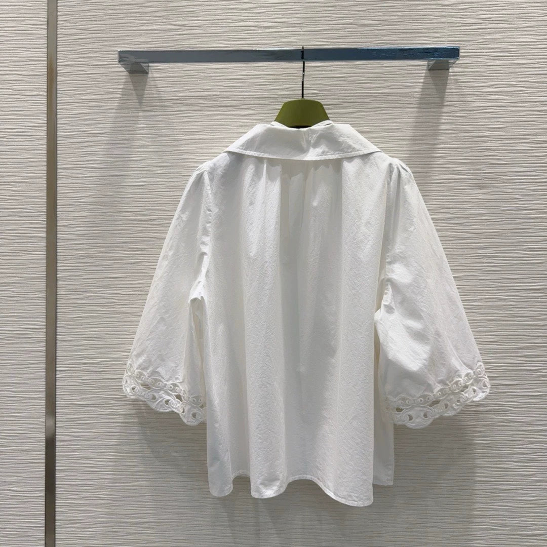 G 25 New Hollowed Out Paneled Shirt Set