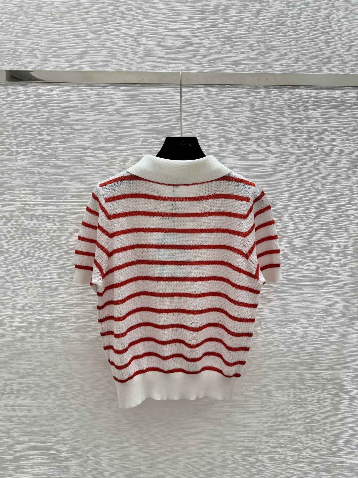 C 25 new striped button lapel short sleeve knit