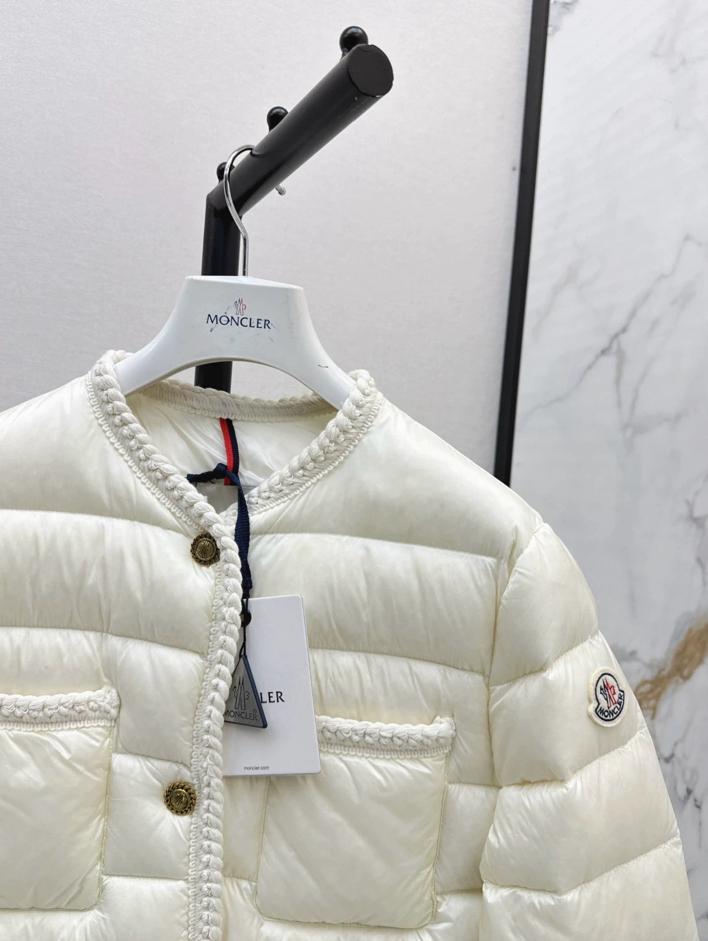 MON 25 Woven patchwork down jacket(BLAKC,NAVY,RED,BEIGI)