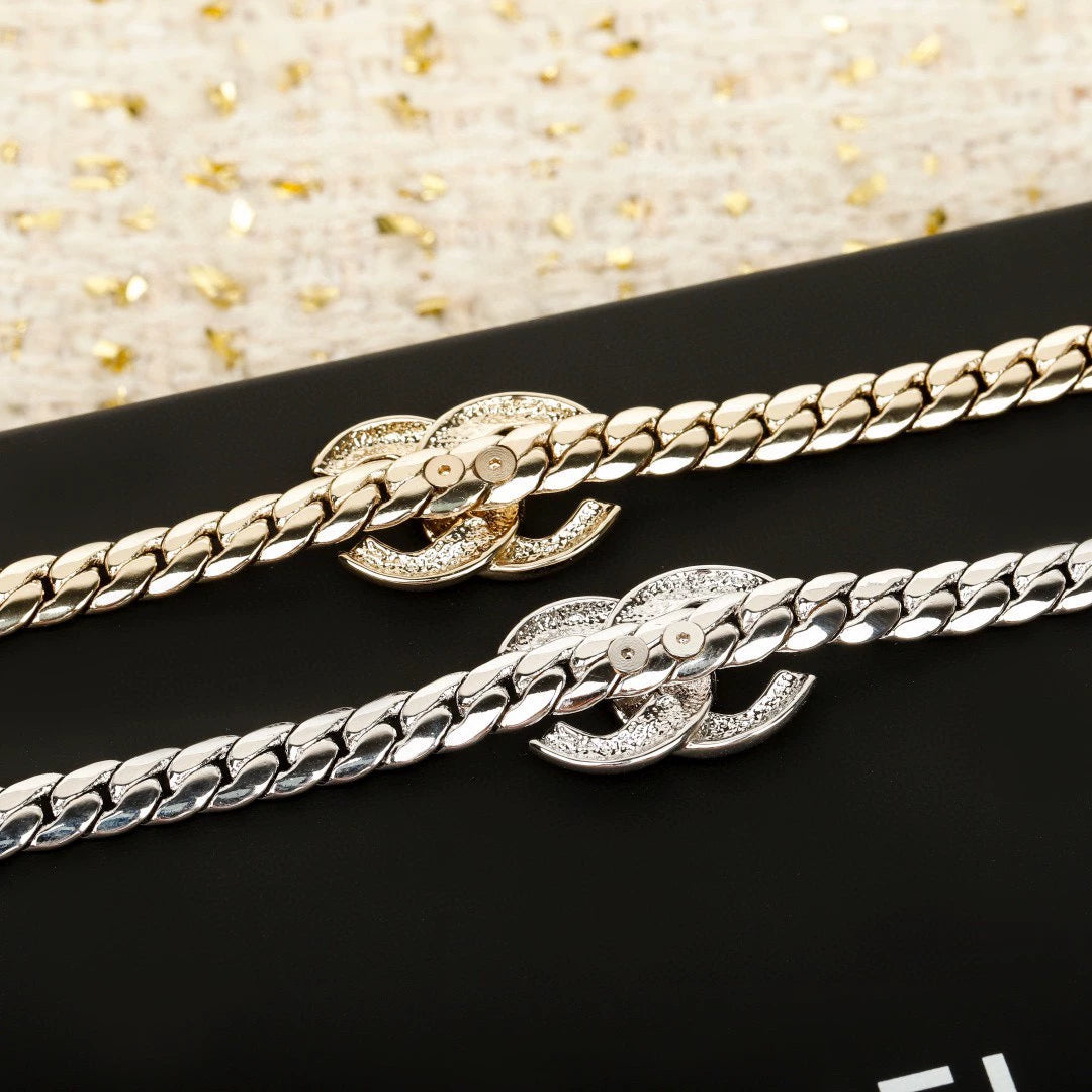 25 Summer new snake bone choker double C necklace