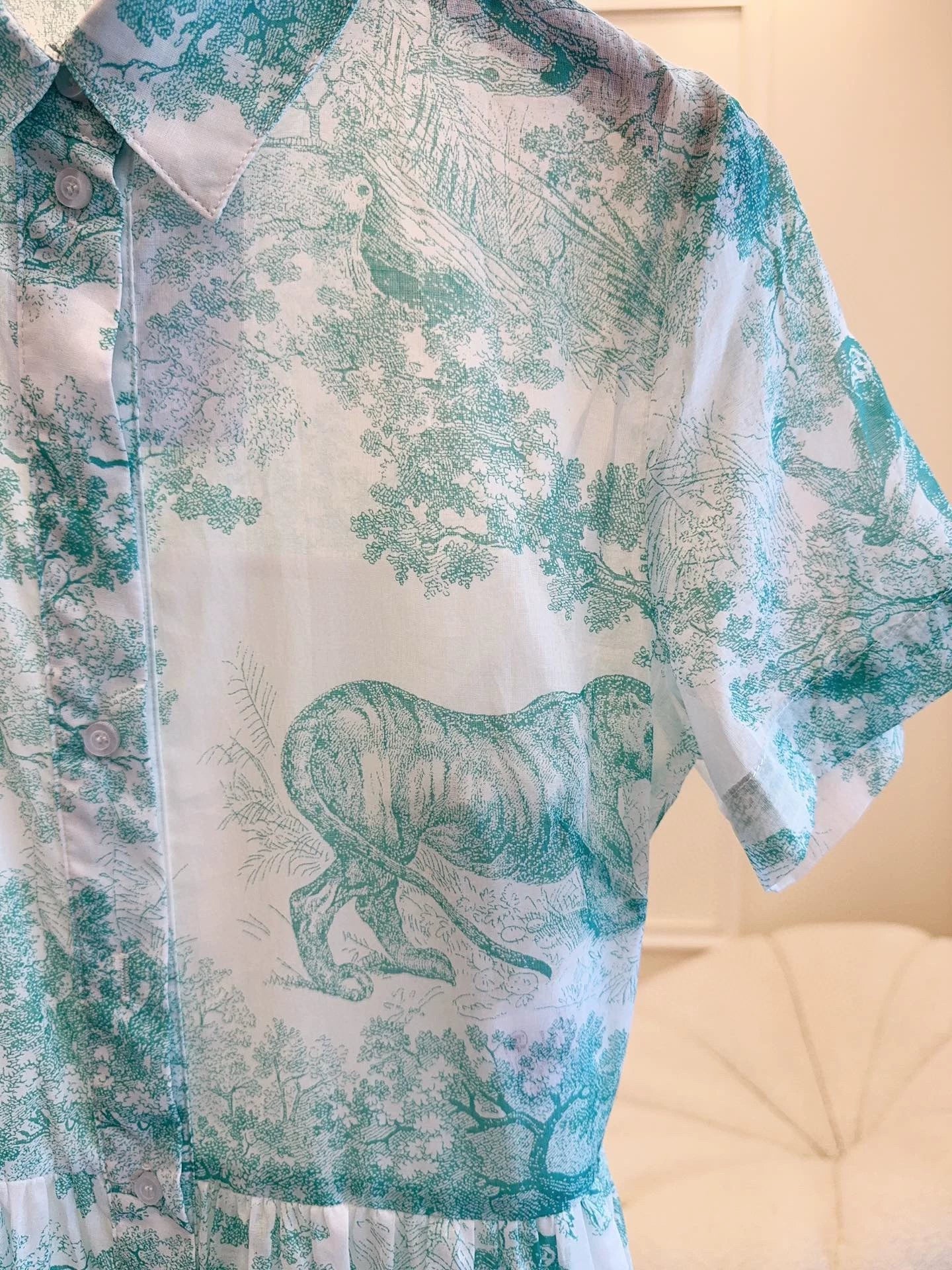 D 25 New Jungle Animal Print Short Sleeve Long Dresses