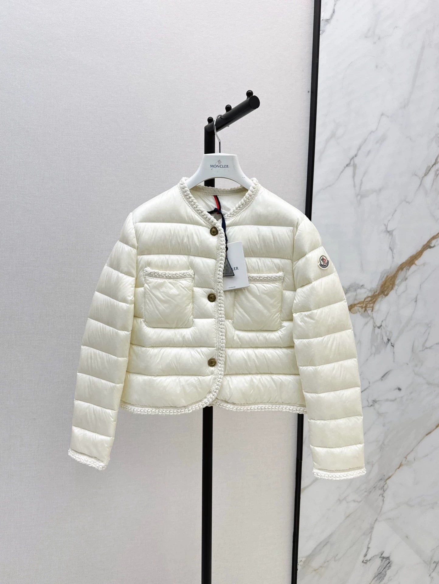 MON 25 Woven patchwork down jacket(BLAKC,NAVY,RED,BEIGI)