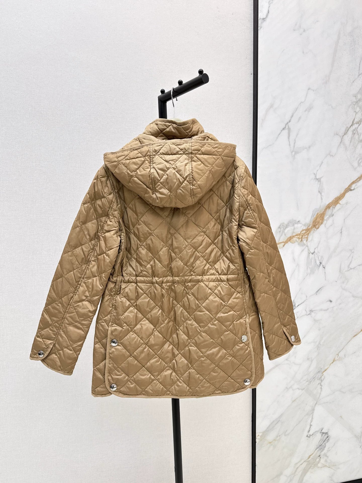 BRU 25 New Diamond Quilted Hooded Down Jacket Mid-Length Jacket