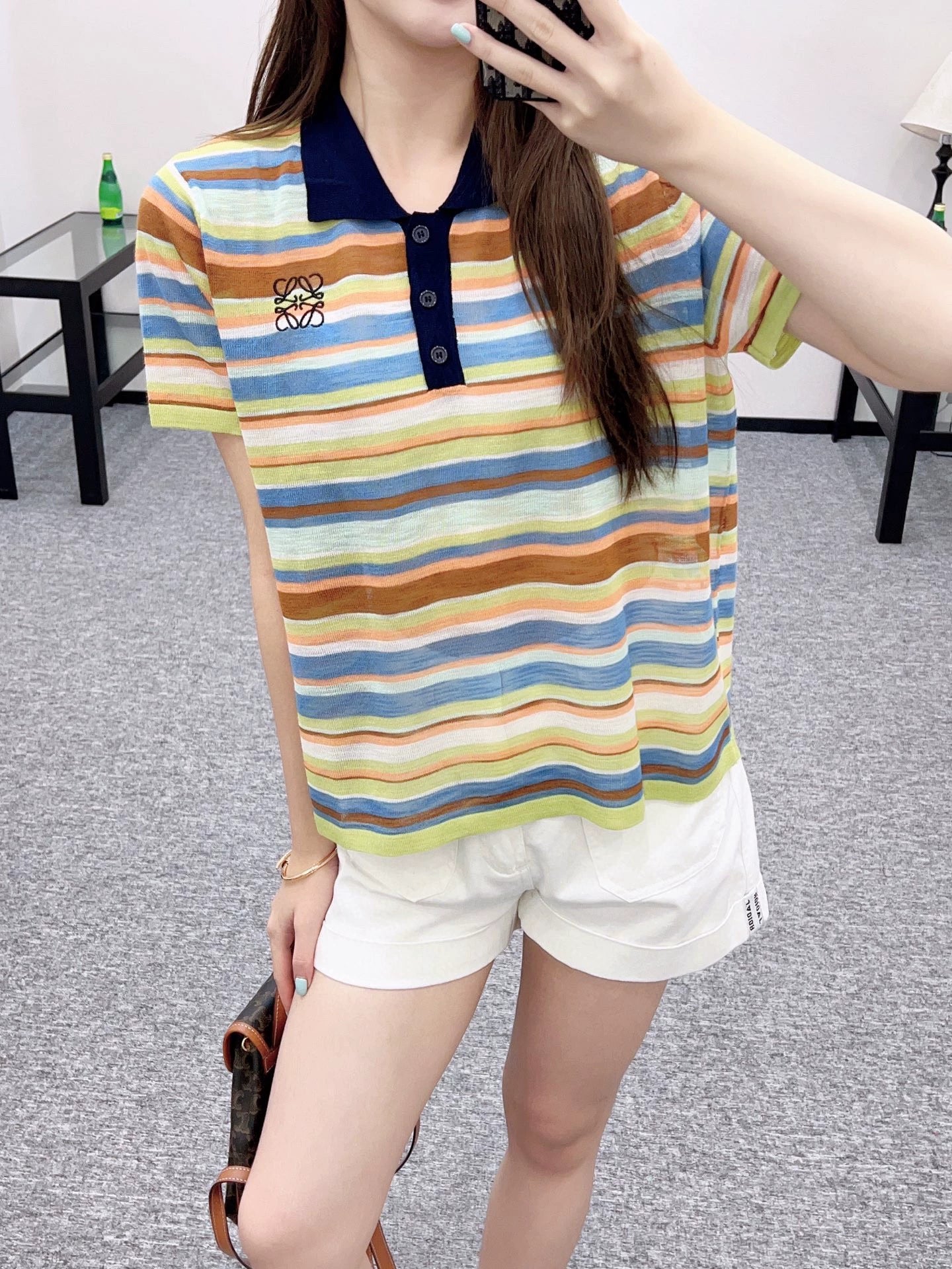 LO 25 Colorful striped knitted short sleeves