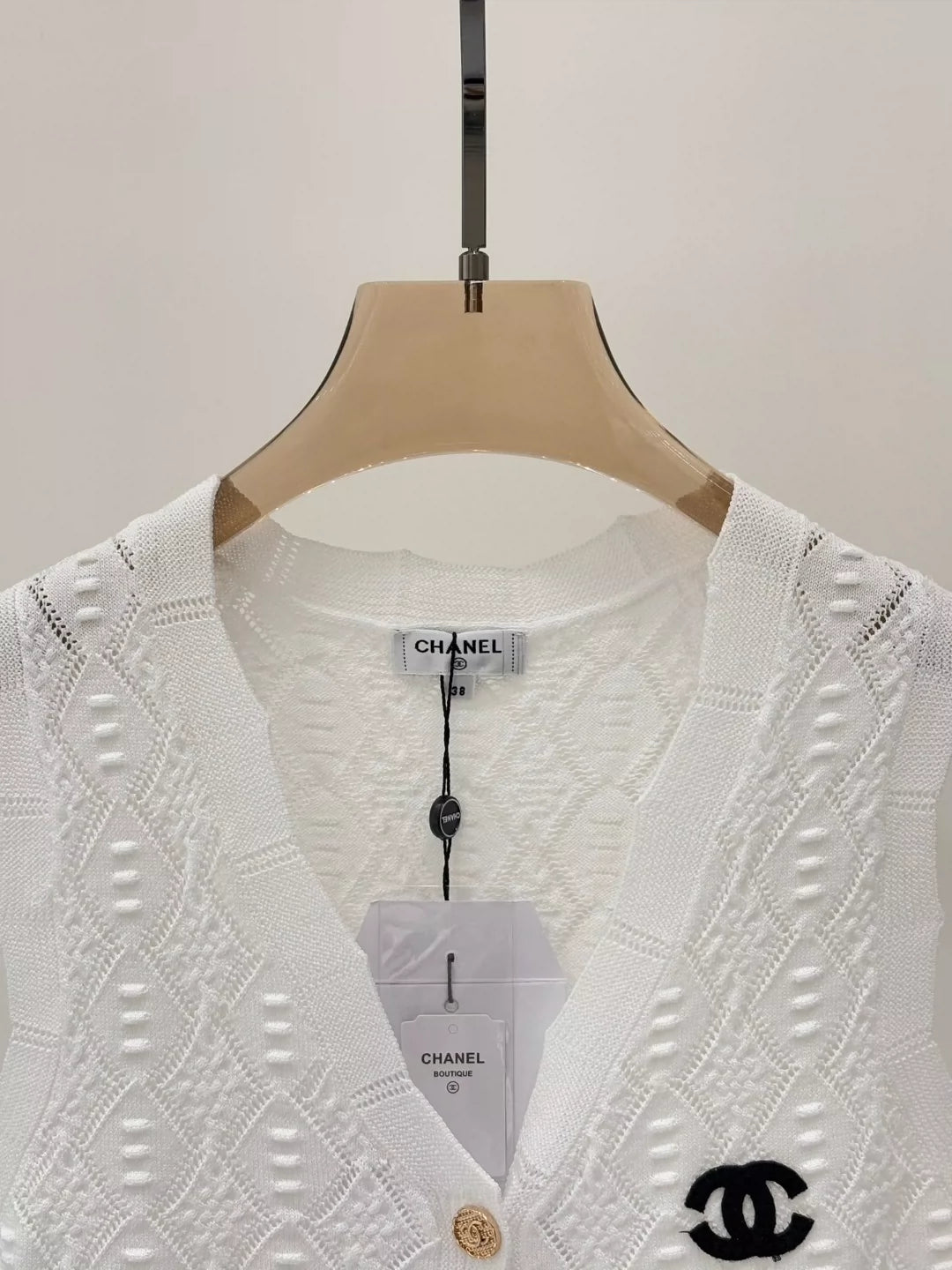 C 25 Summer new V-neck letter logo patch letter logo diamond button knitted vest