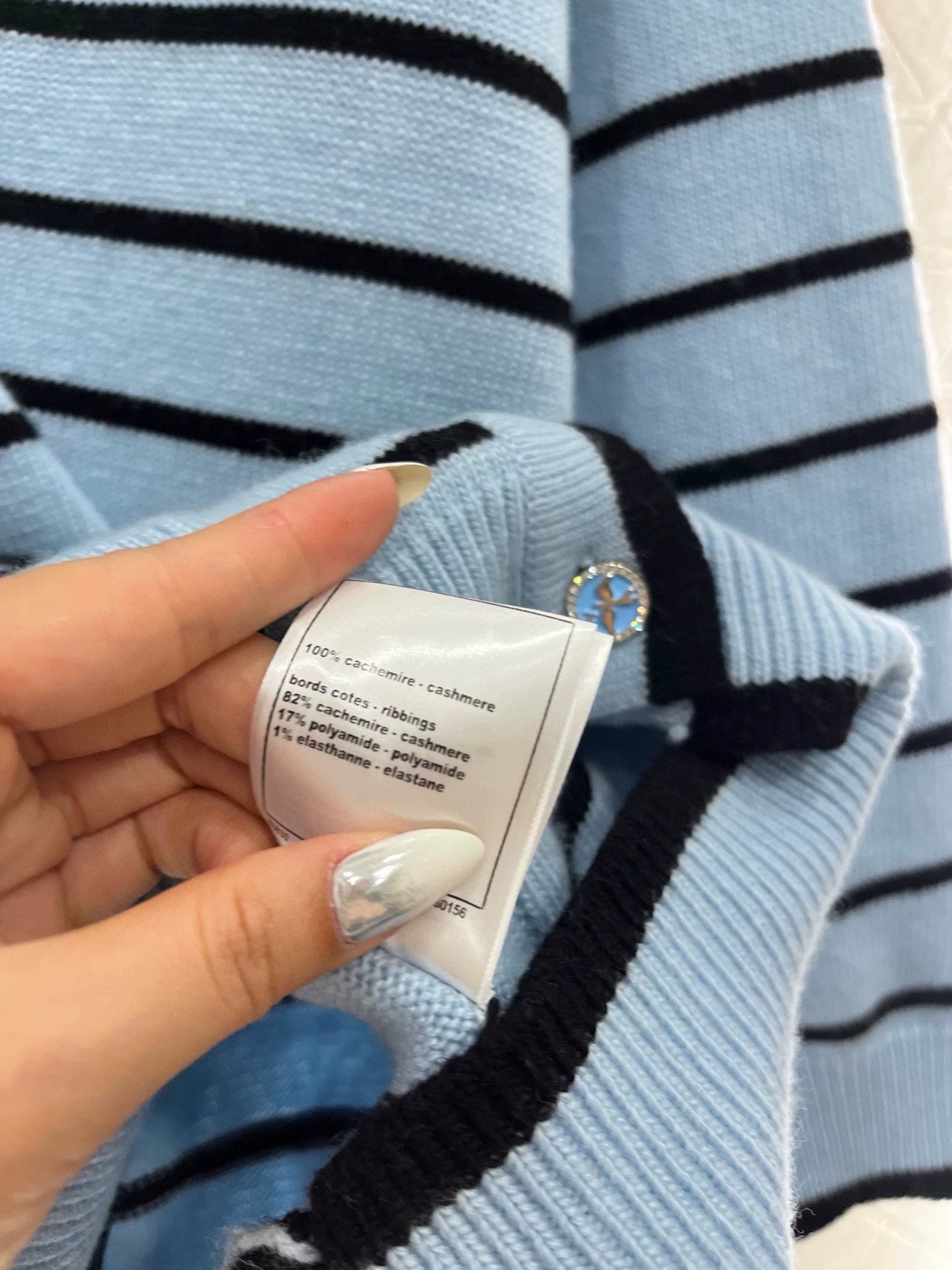 C 25 spring and summer new swallow logo buttons striped knit cardigan