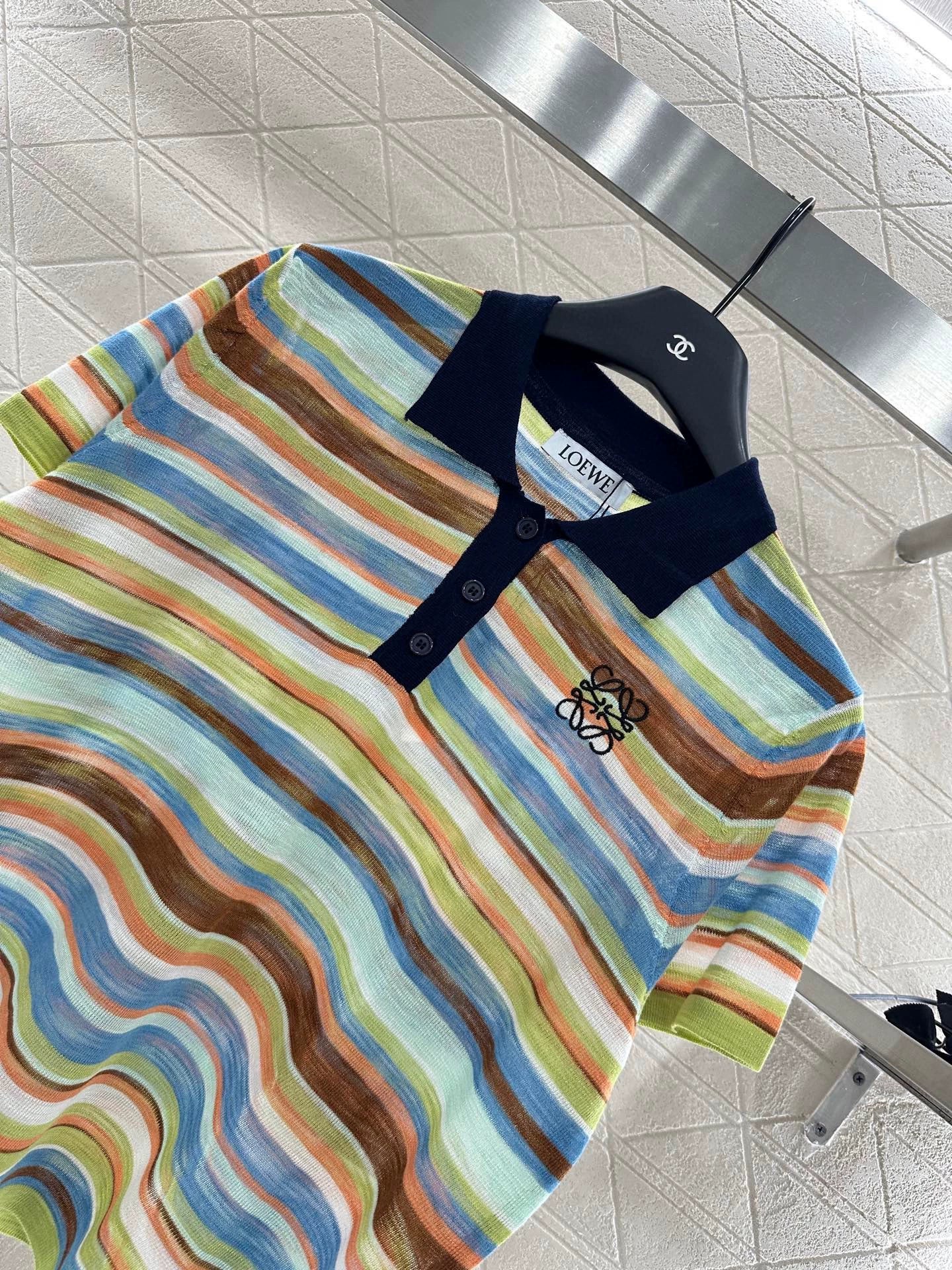 LO 25 Colorful striped knitted short sleeves