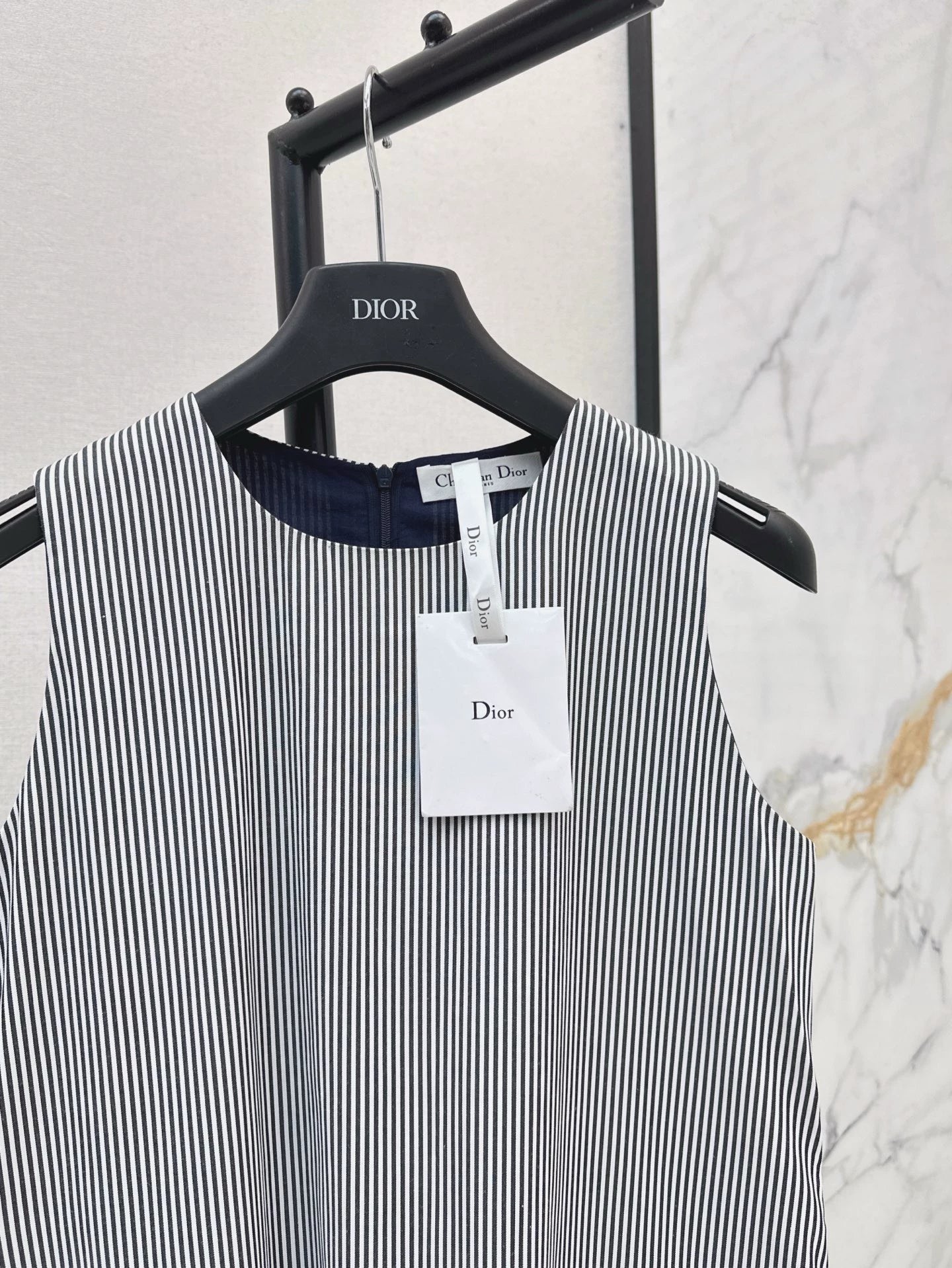 D 25 Spring Summer Latest Round Neck Striped Sleeveless Dresses