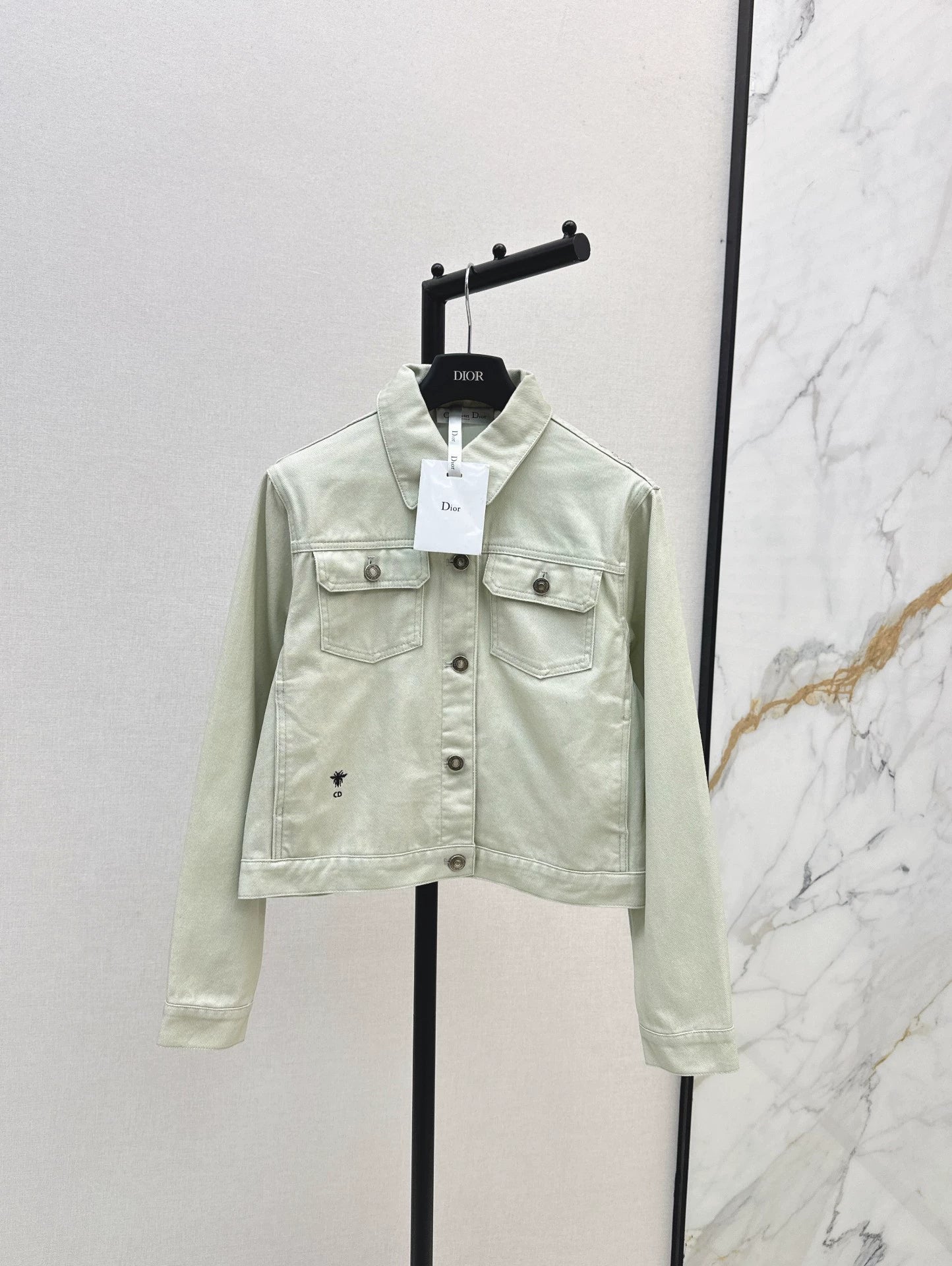 D 25Ss Early Fall New Back Print Denim Jacket(white green pink)