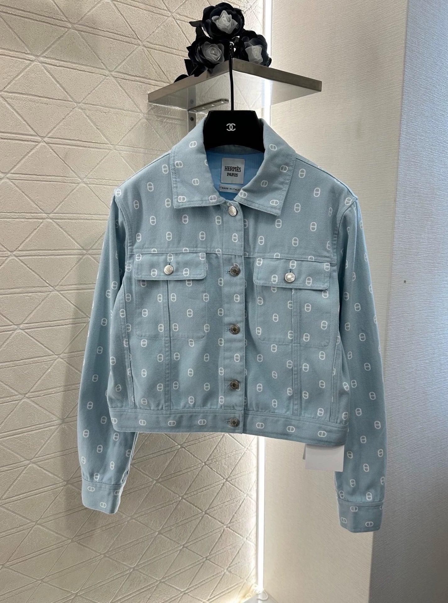 H 25 Pignose Print Denim Jacket