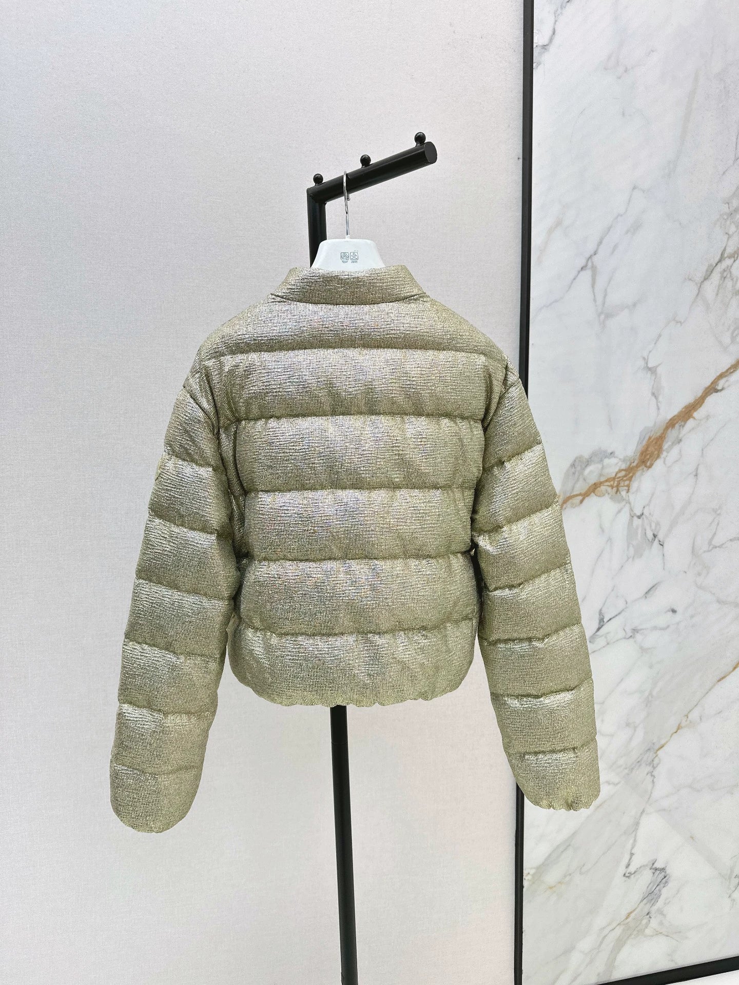 MON 25fw Silver stand collar down jacket