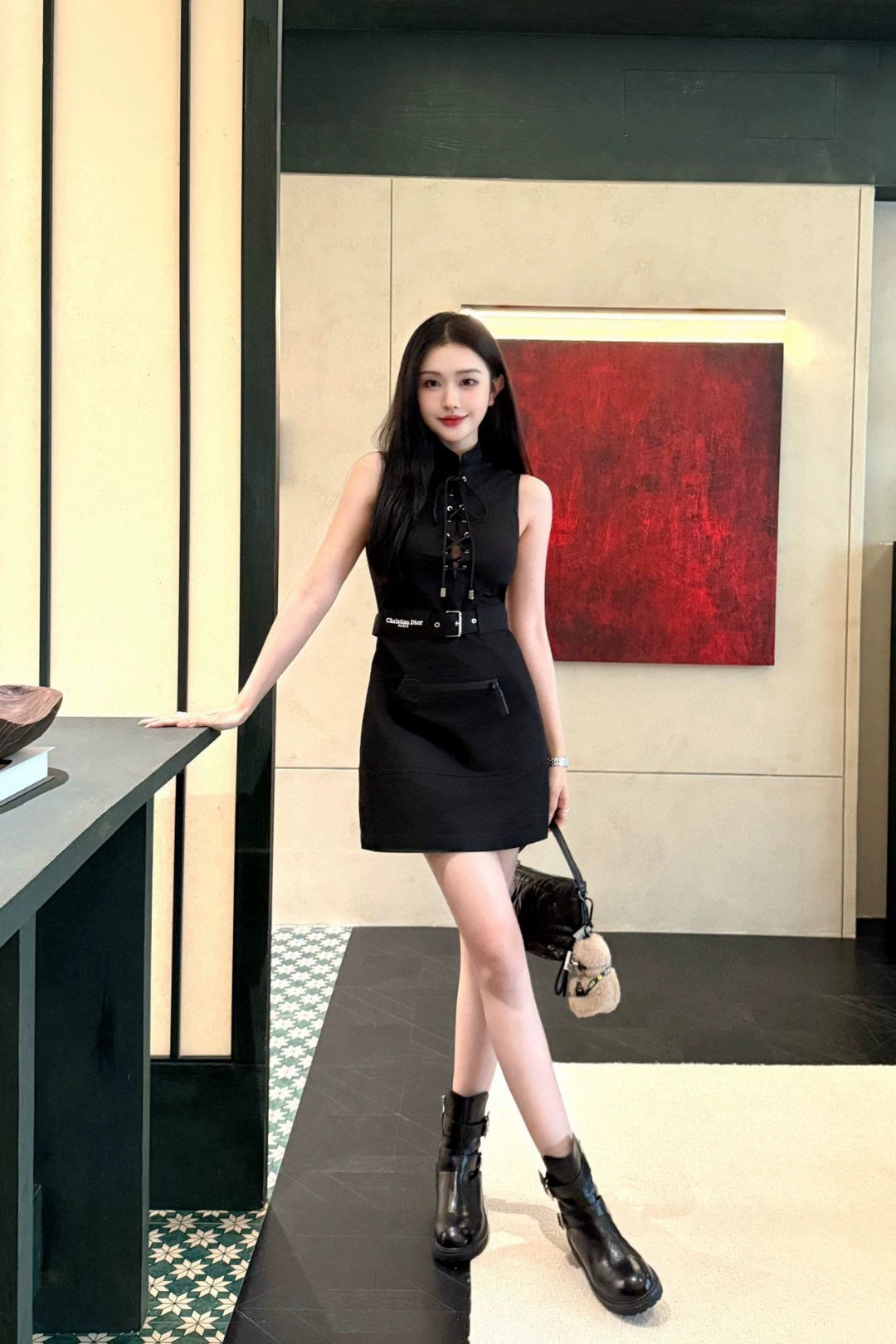 D 25 new embroidery letters collar sleeveless dress