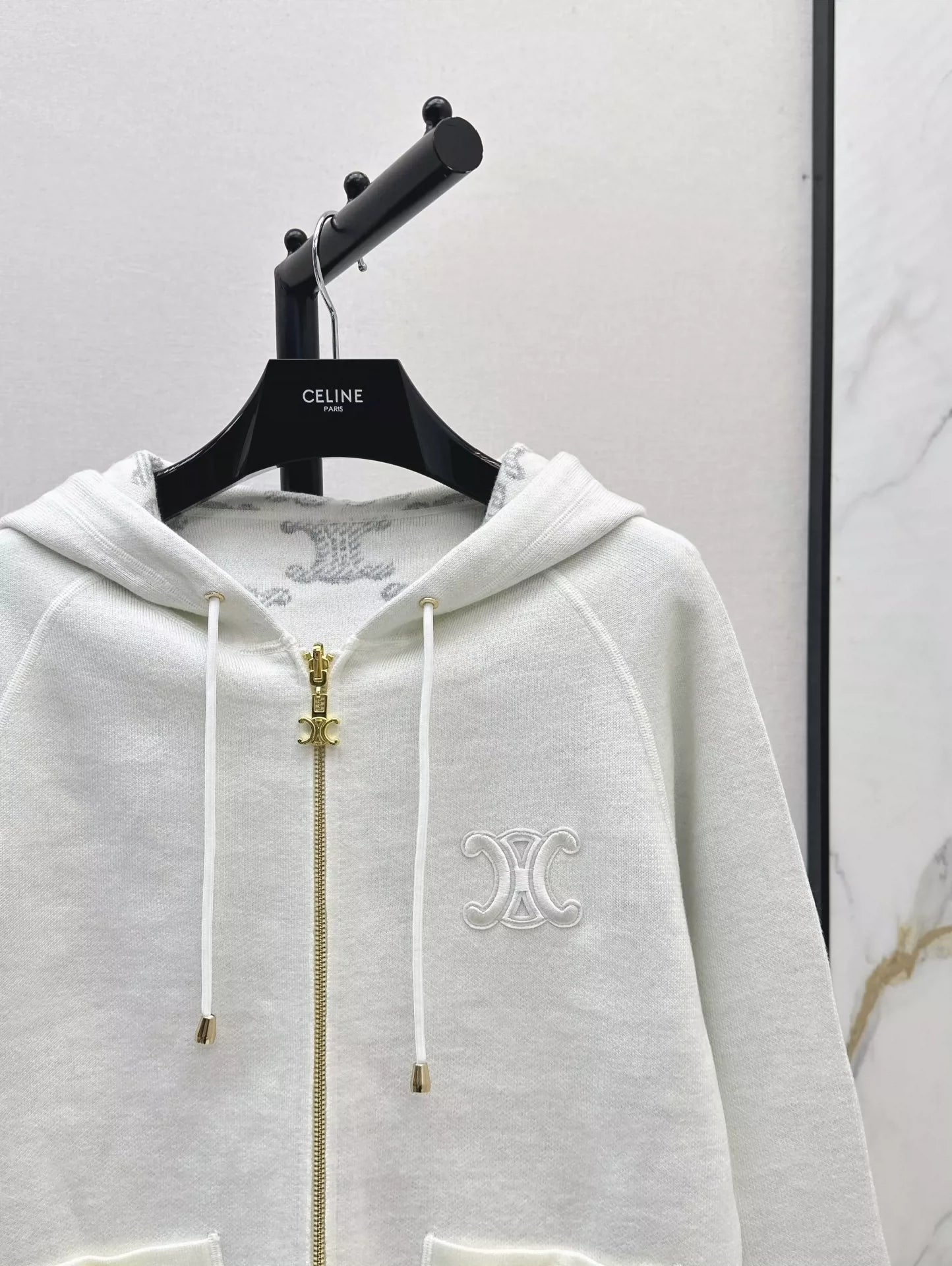 Ce 25 Jacquard Knit Cardigan Hoodie