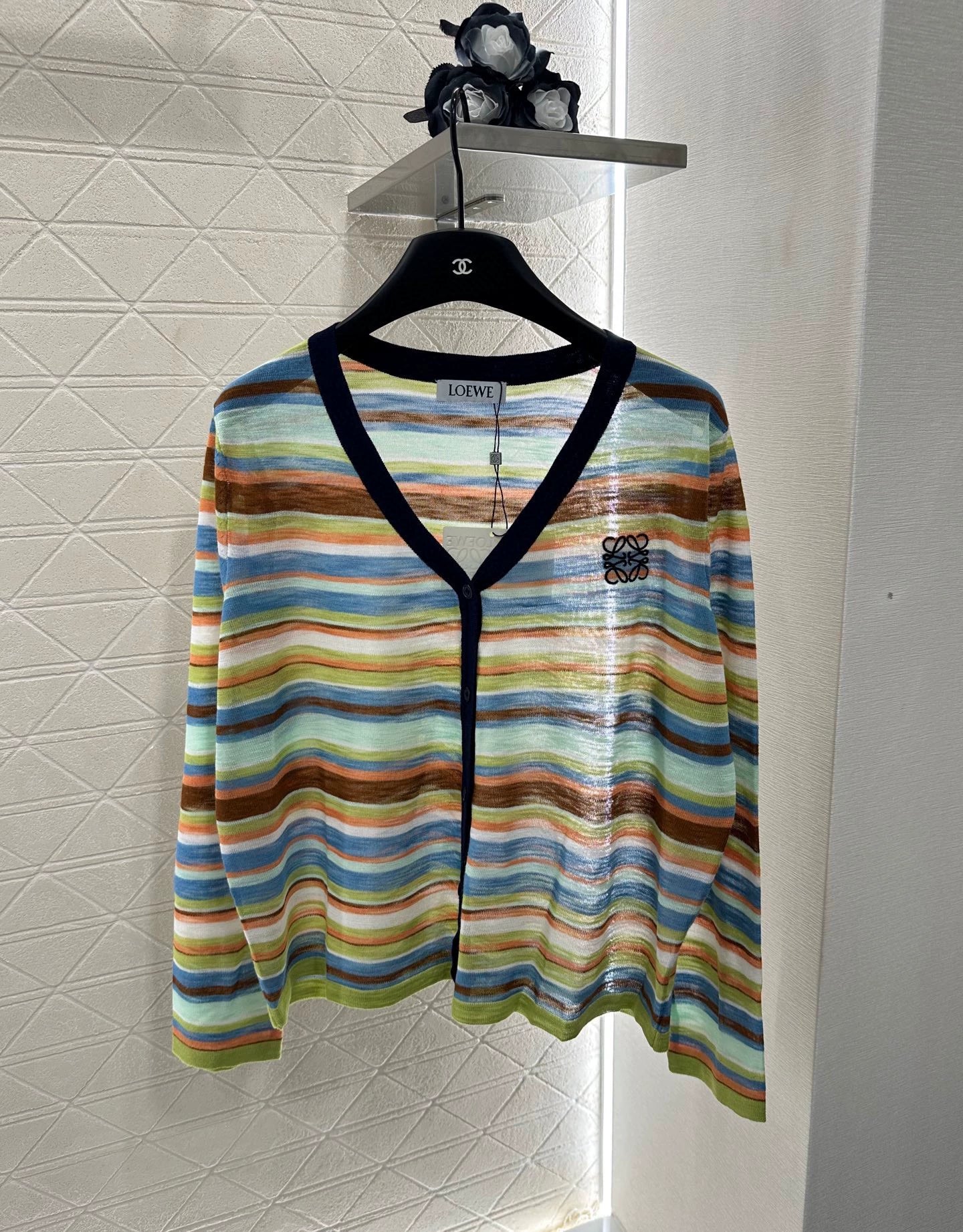 LO 25 Colorful striped knitted cardigan