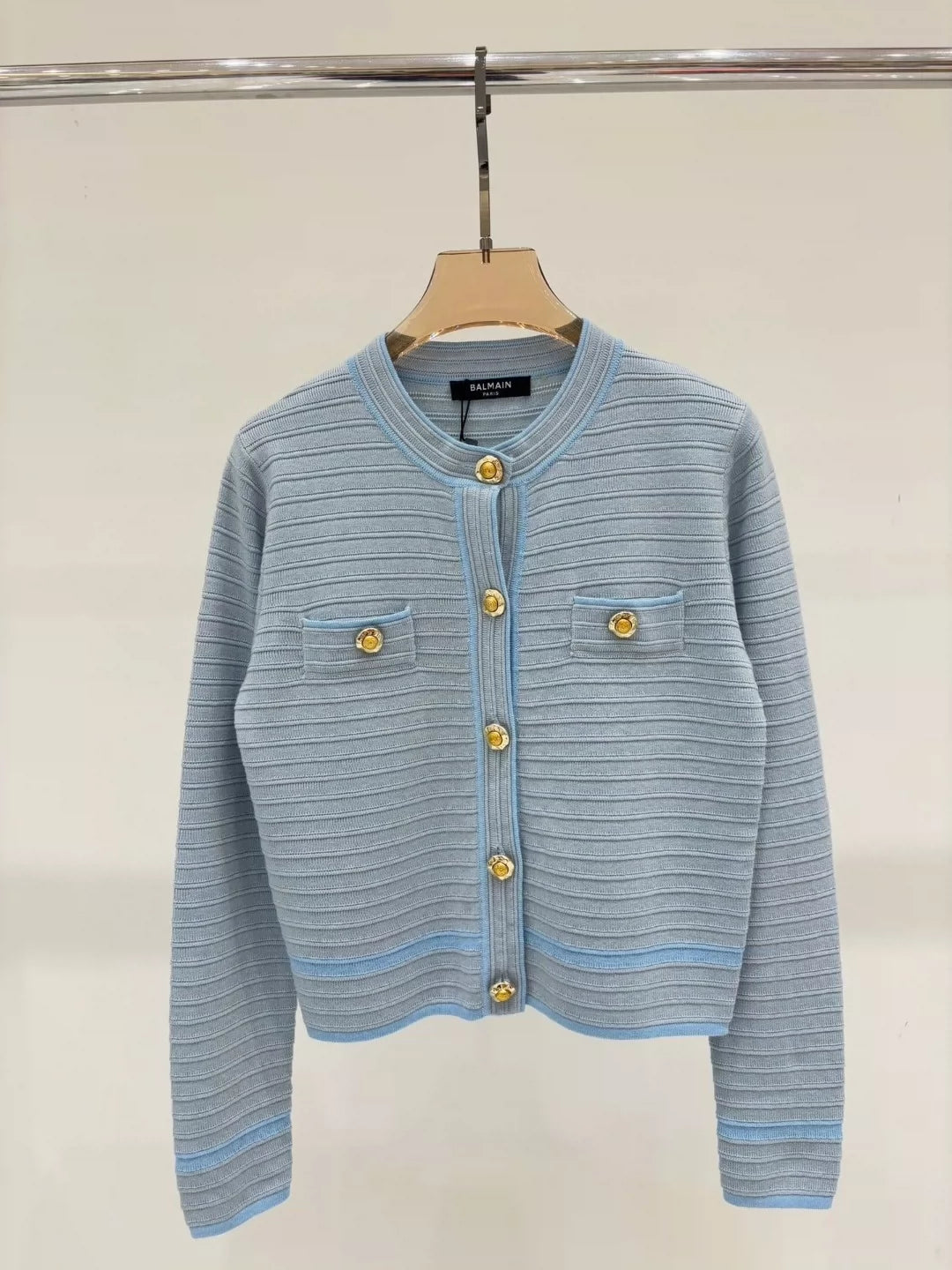 BA 25 Spring and Summer new V-neck irregular metal button simple casual knitted cardigan