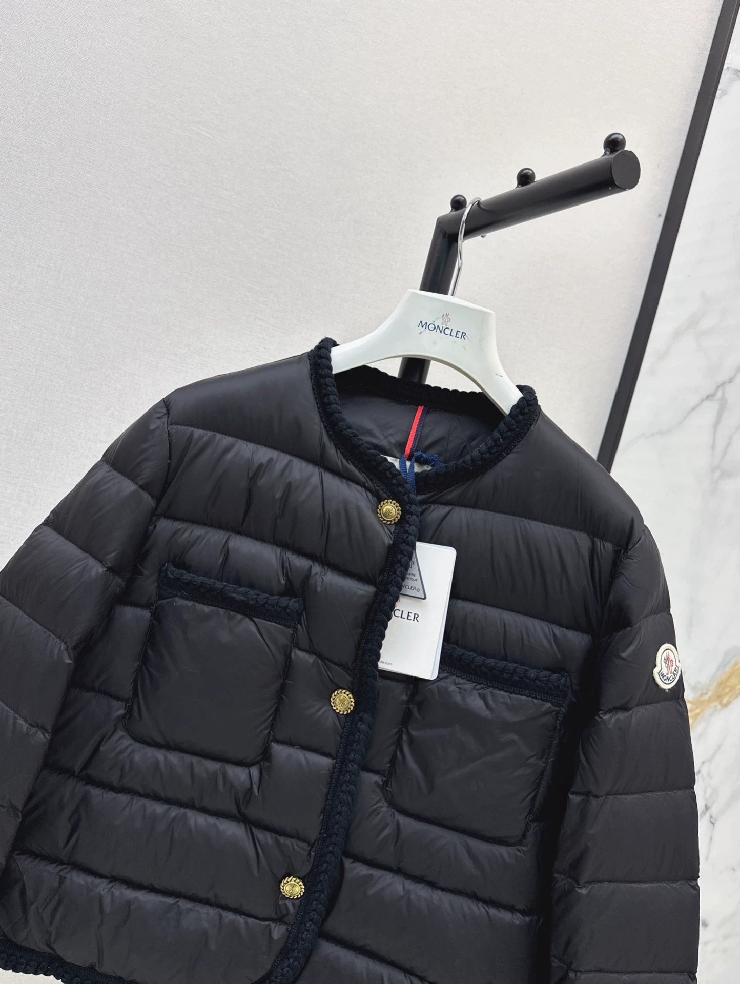 MON 25 Woven patchwork down jacket(BLAKC,NAVY,RED,BEIGI)