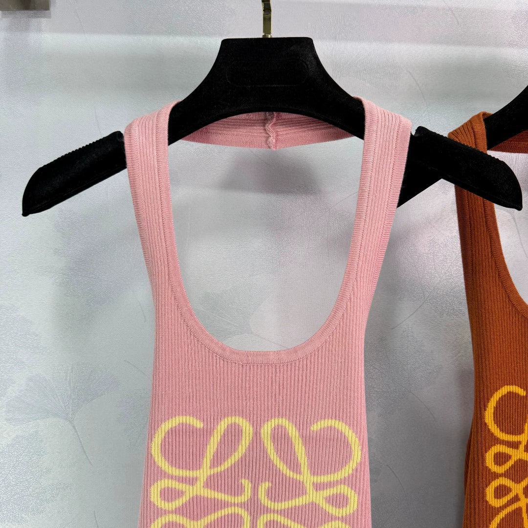 25 Summer new letter jacquard halter neck backless vest