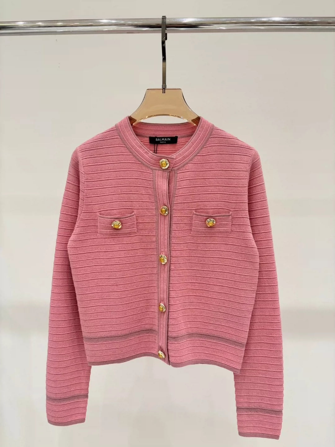 BA 25 Spring and Summer new V-neck irregular metal button simple casual knitted cardigan