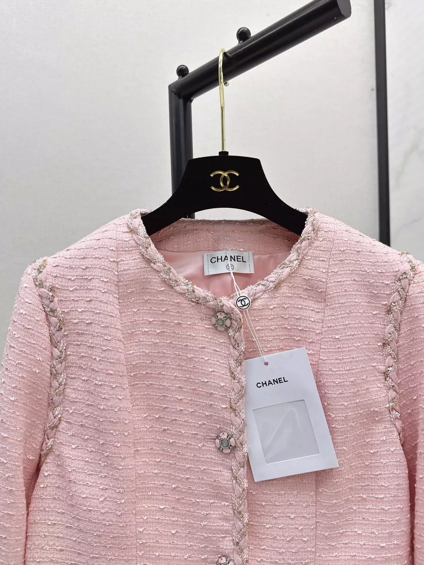 C 25 Braided trim short coat(PINK/WHITE)