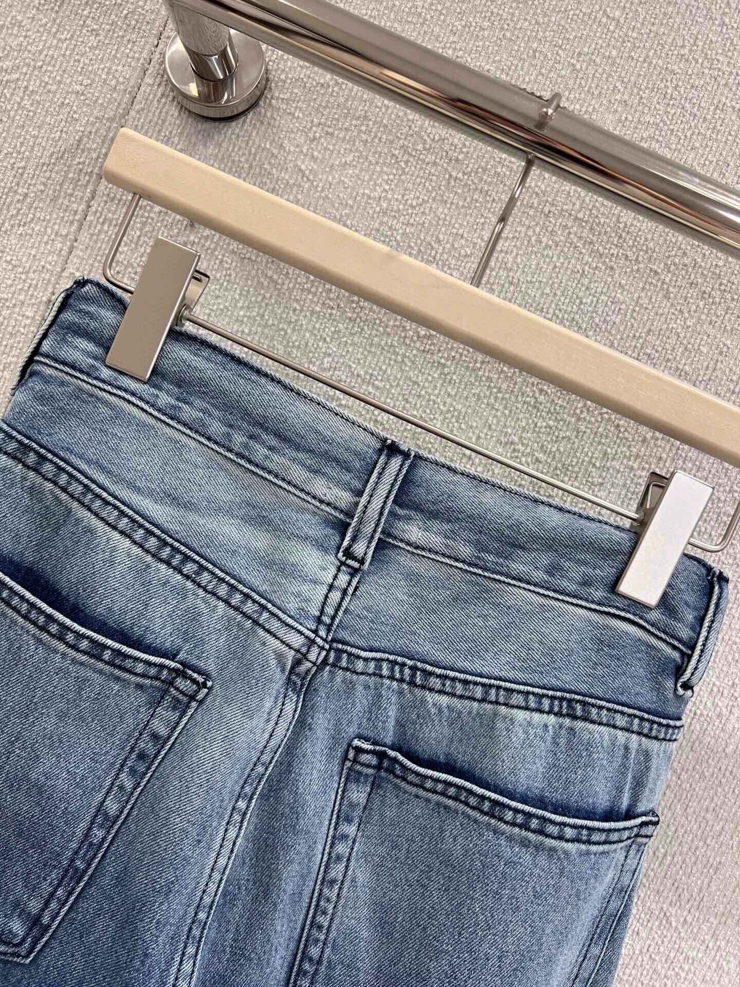 C 25B High-end Handicraft Series New Washed Gradient Lace-up Jeans