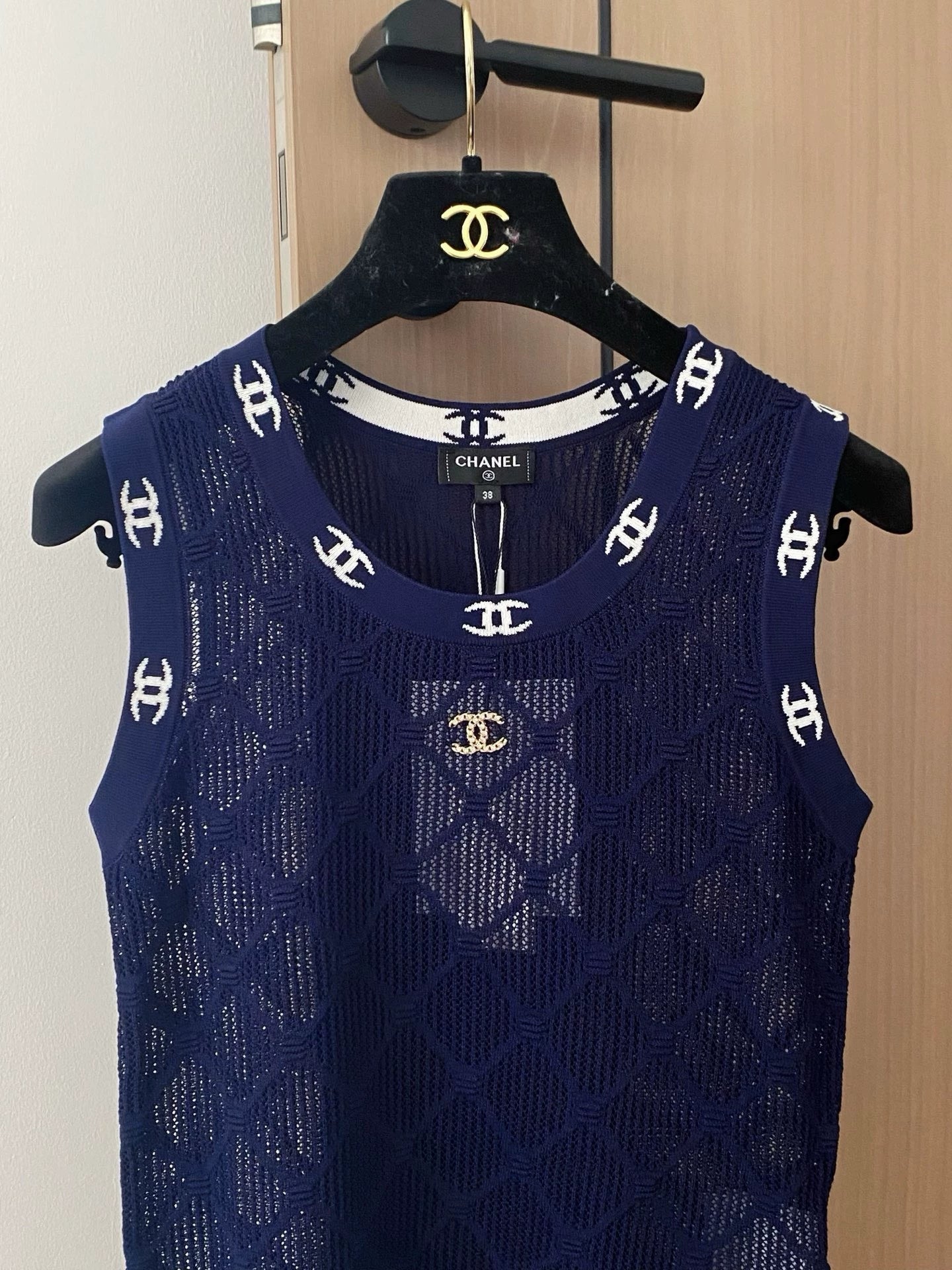 C Frühjahr/Sommer 25 Gitter Weiß/Blau Weste