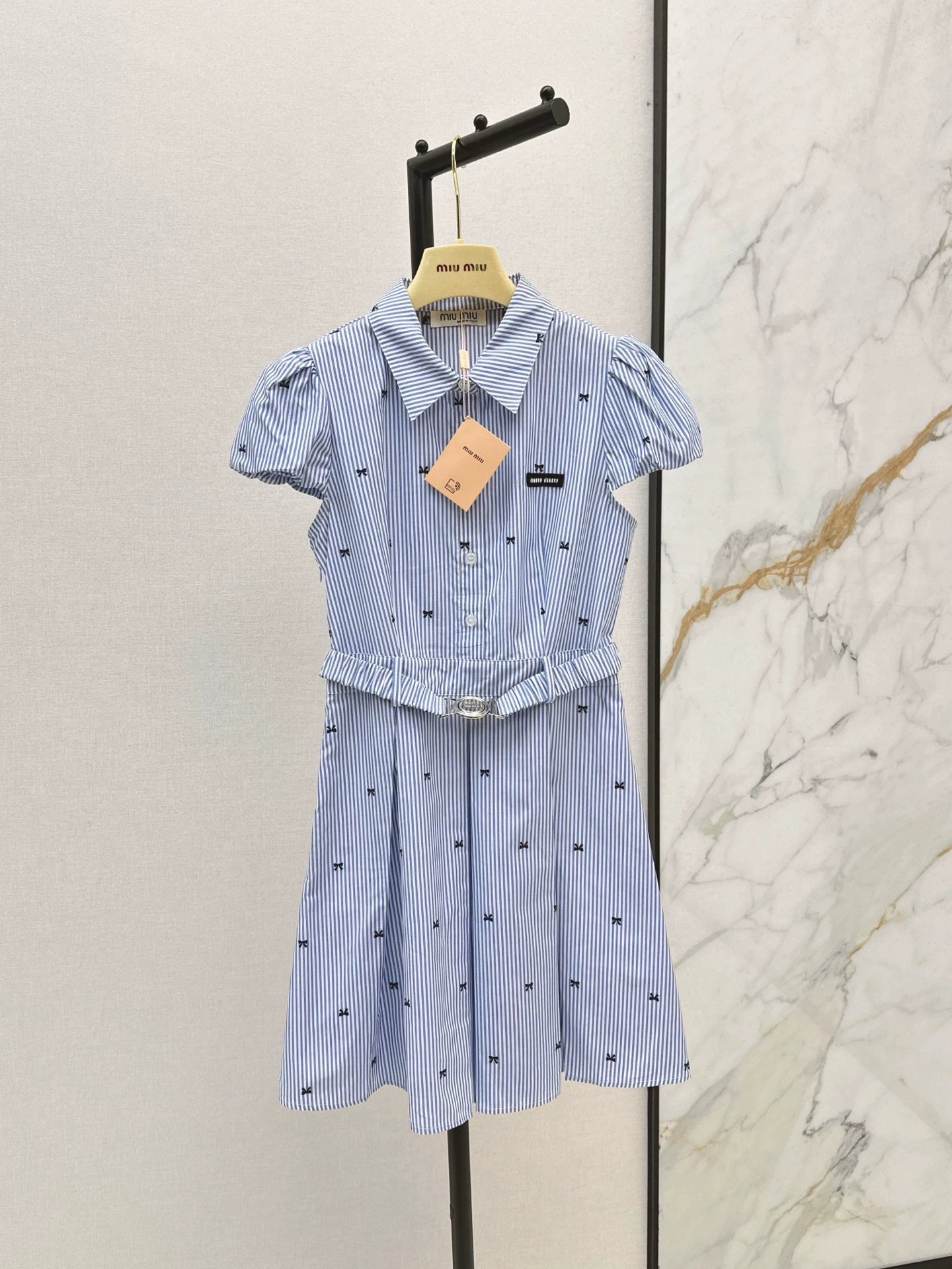M 25 Spring/Summer Latest Bow Tic Tac Toe Patterned Shirt Dresses