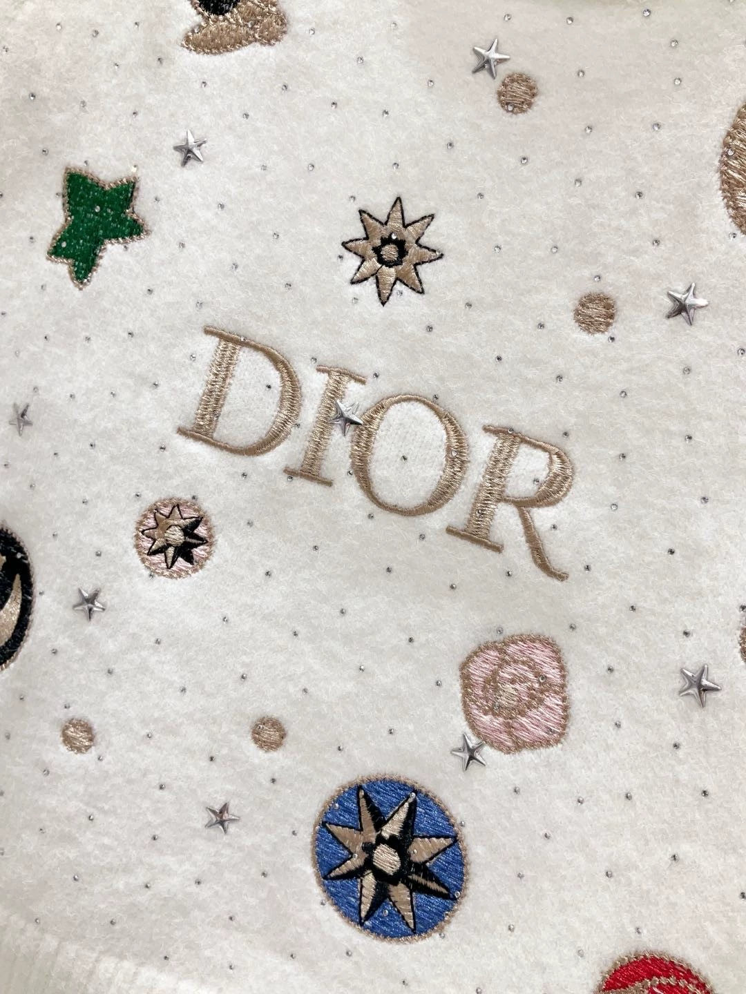 D 25 New Heavy-duty Hot Diamond Letters Planet Pattern Round Neck Short Sleeve (White/Blue/Gray)