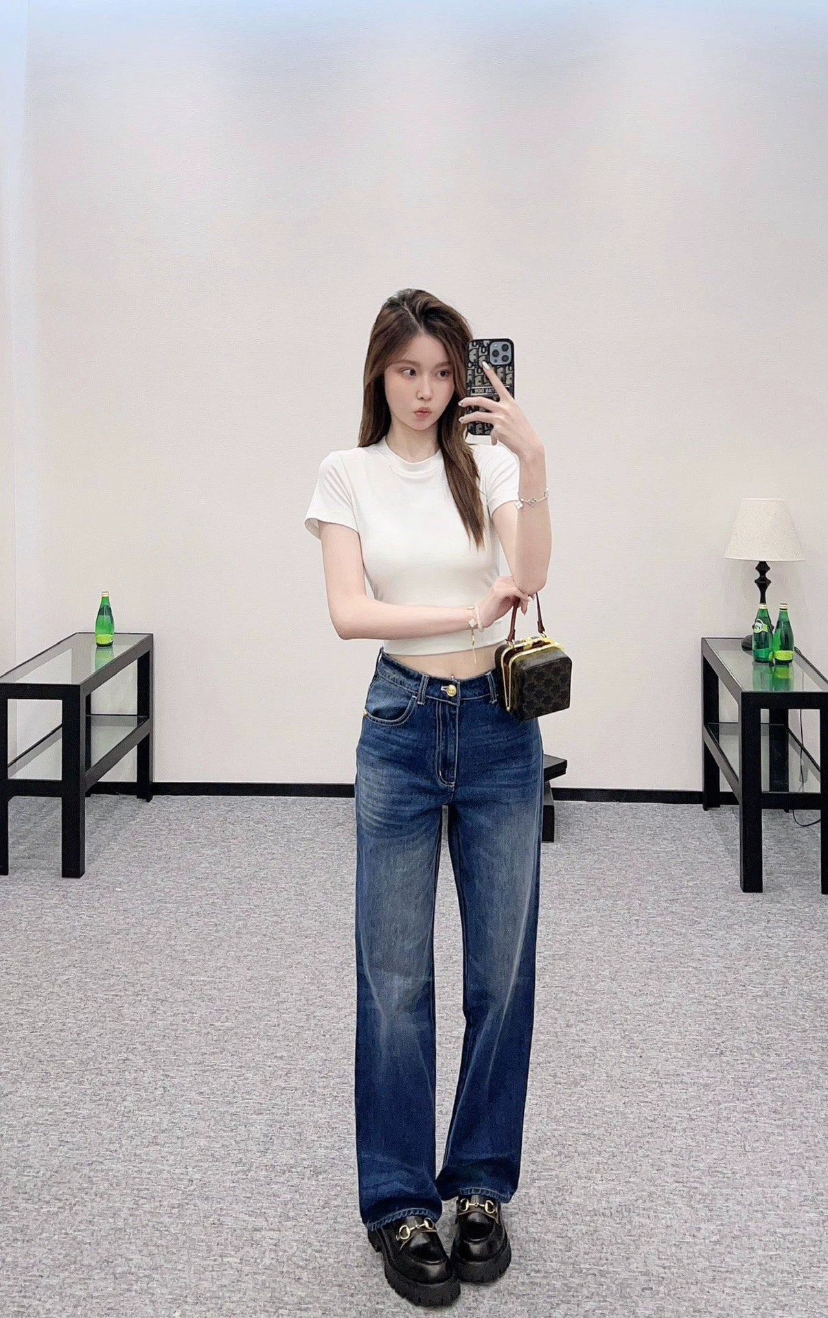 C 25 High-Rise Bleached Crinkle Jeans.