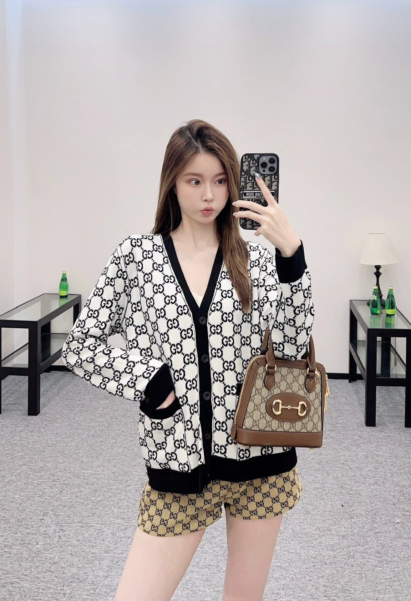 G 25 Reversible jacquard knit cardigan