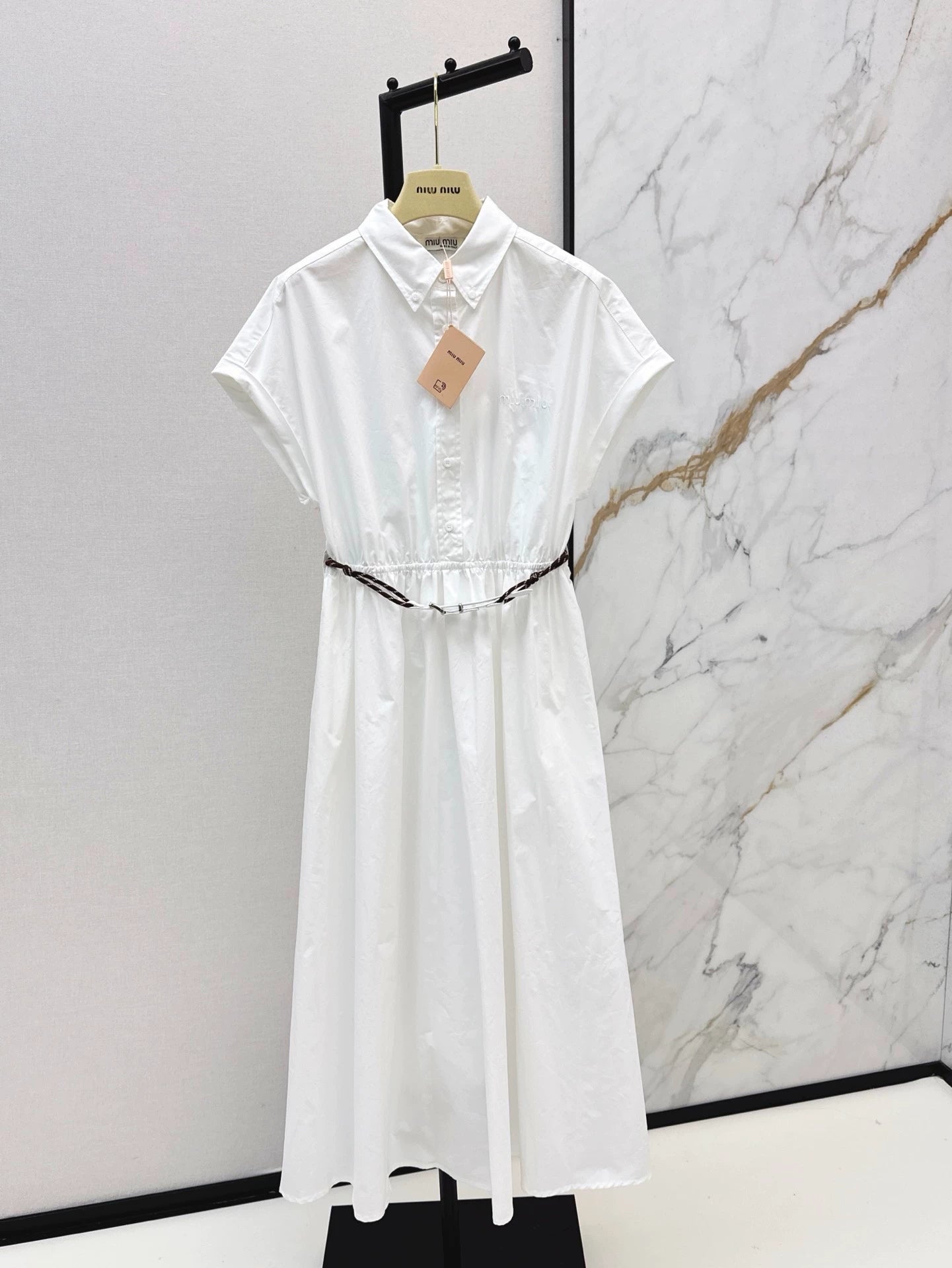 M 25 Spring and Summer New Lapel Short Sleeve Dress