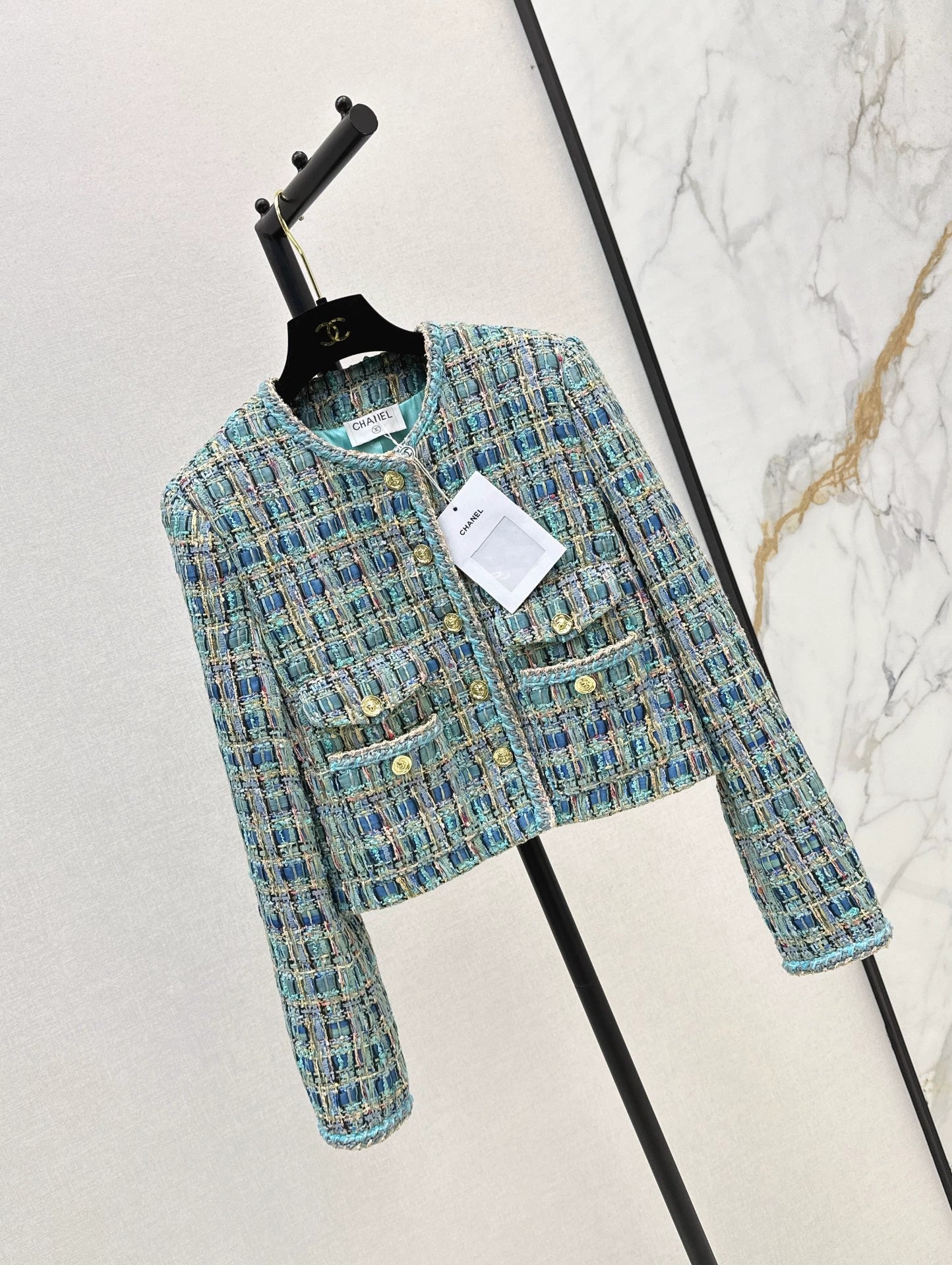 C 25 New fall/winter peacock blue woven jacket
