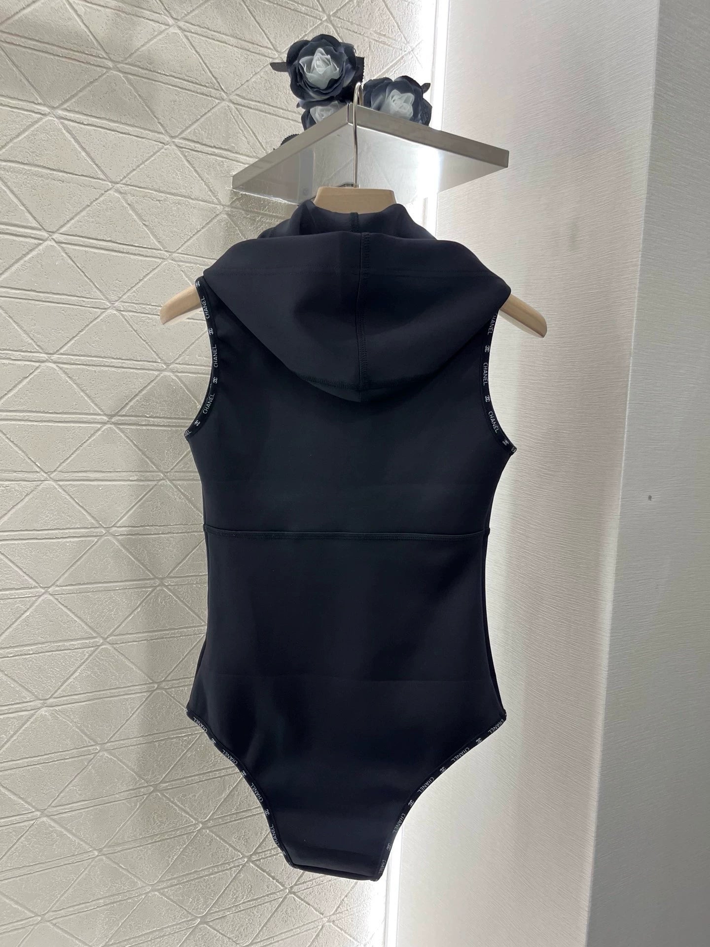 C 25 New Hooded Zipper One-piece Tankini Swimsuit