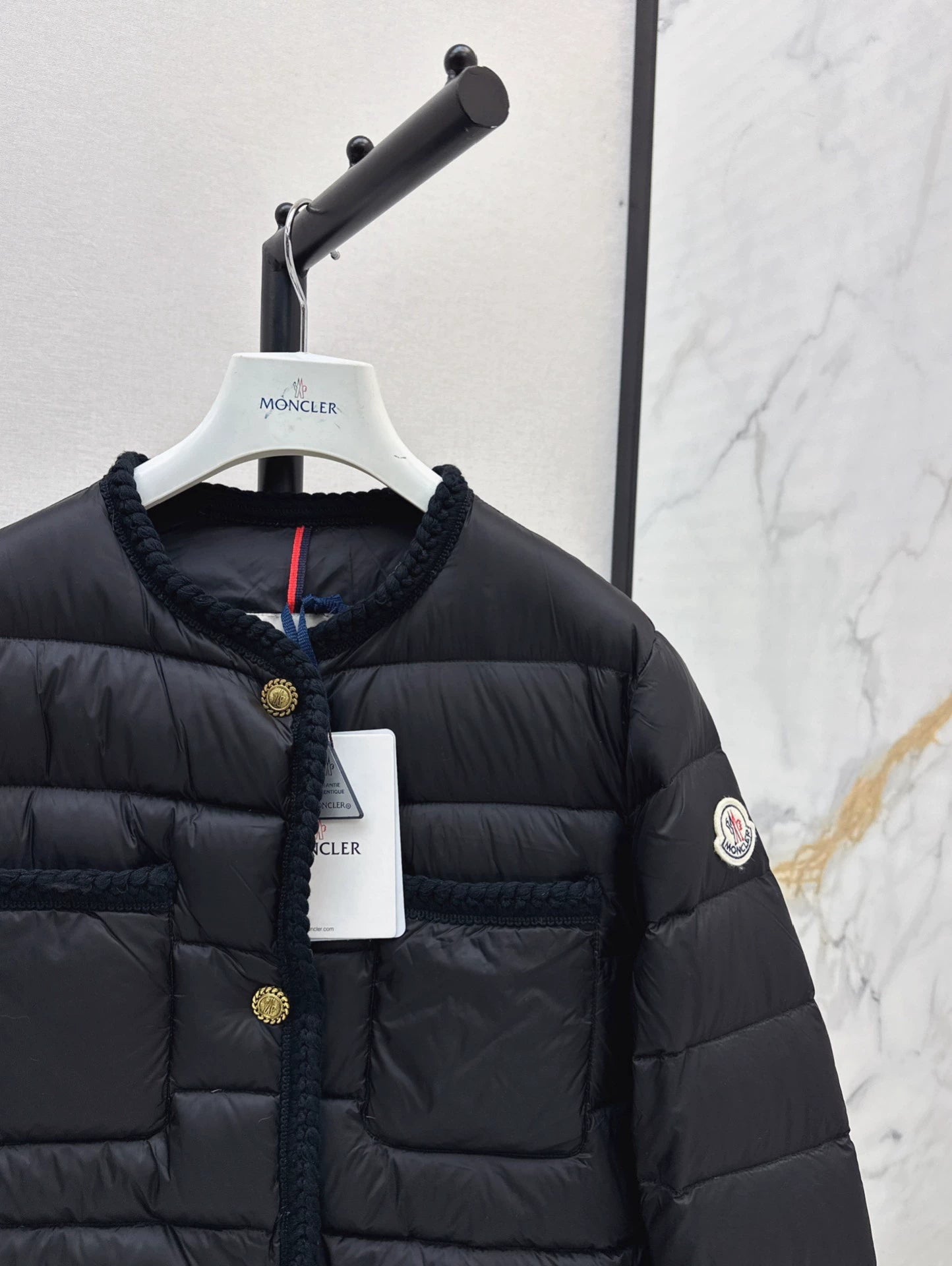 MON 25 Woven patchwork down jacket(BLAKC,NAVY,RED,BEIGI)