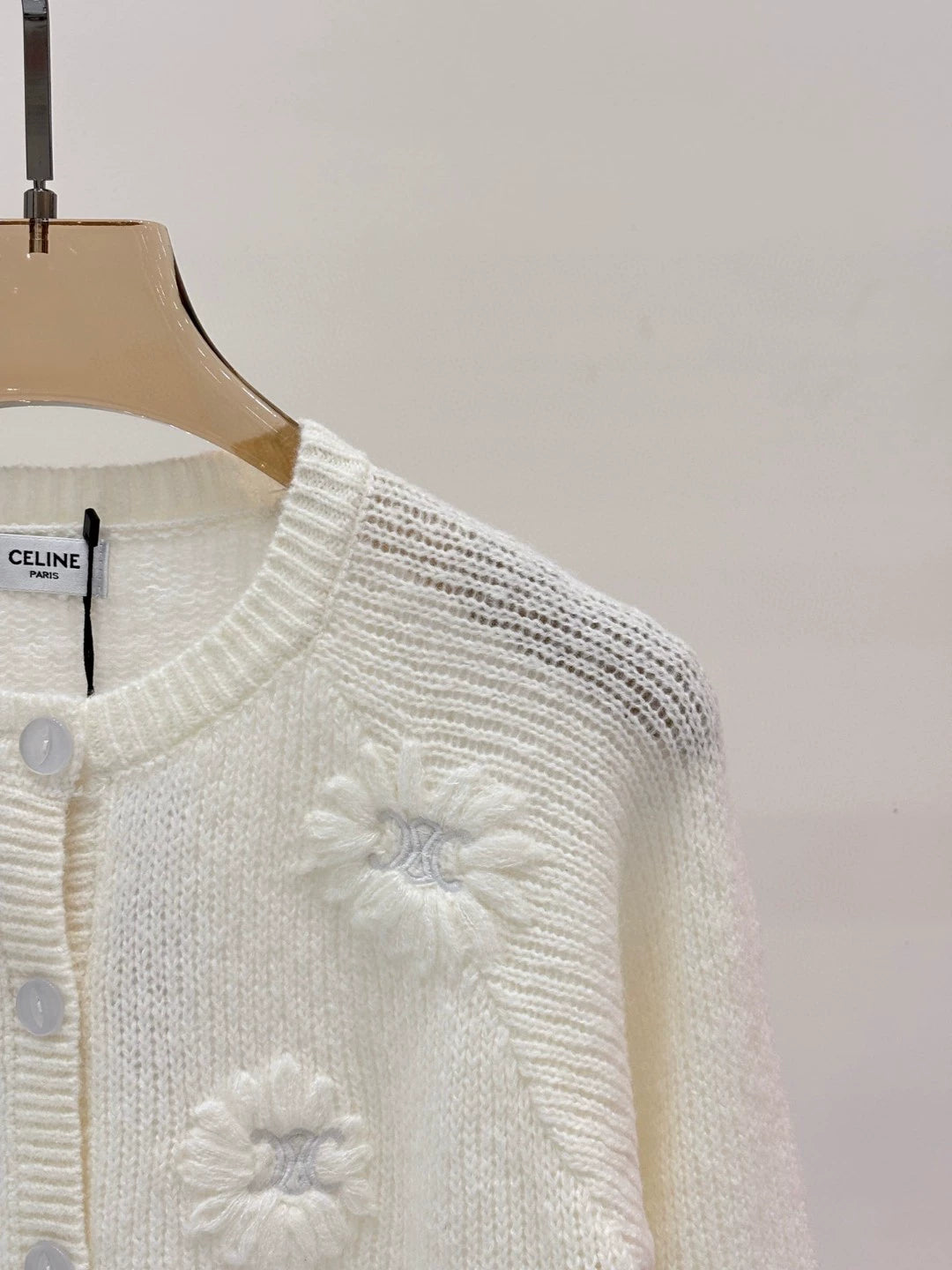 CE 25 Early Autumn New Round Neck Logo Embroidery Flower Three-Dimensional Jacquard Knitted Cardigan
