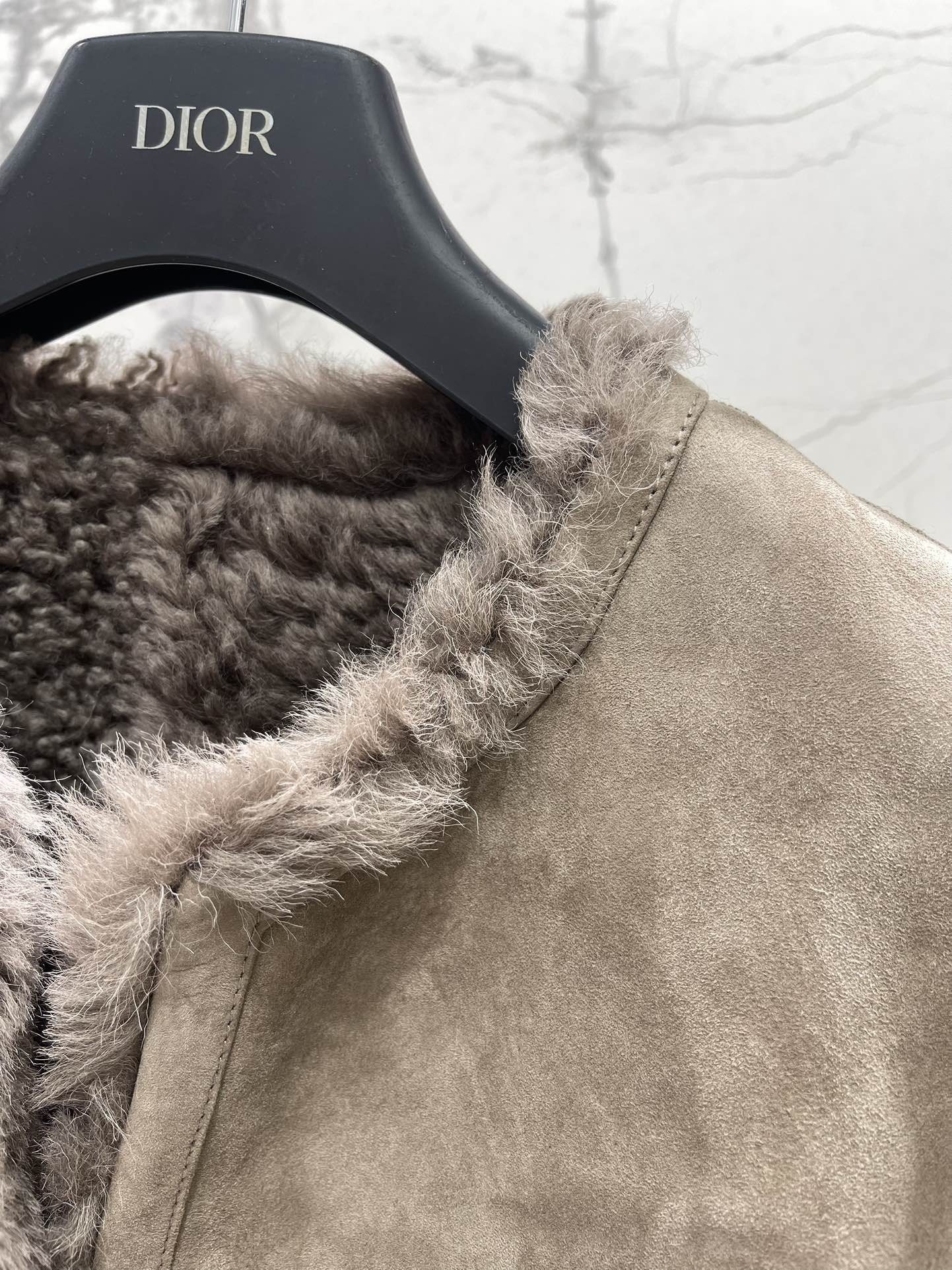 Di 25Fw Zipper wool leather short jacket