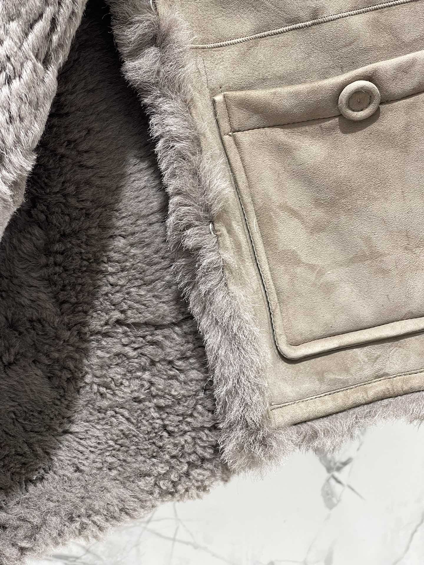 Di 25Fw Zipper wool leather short jacket