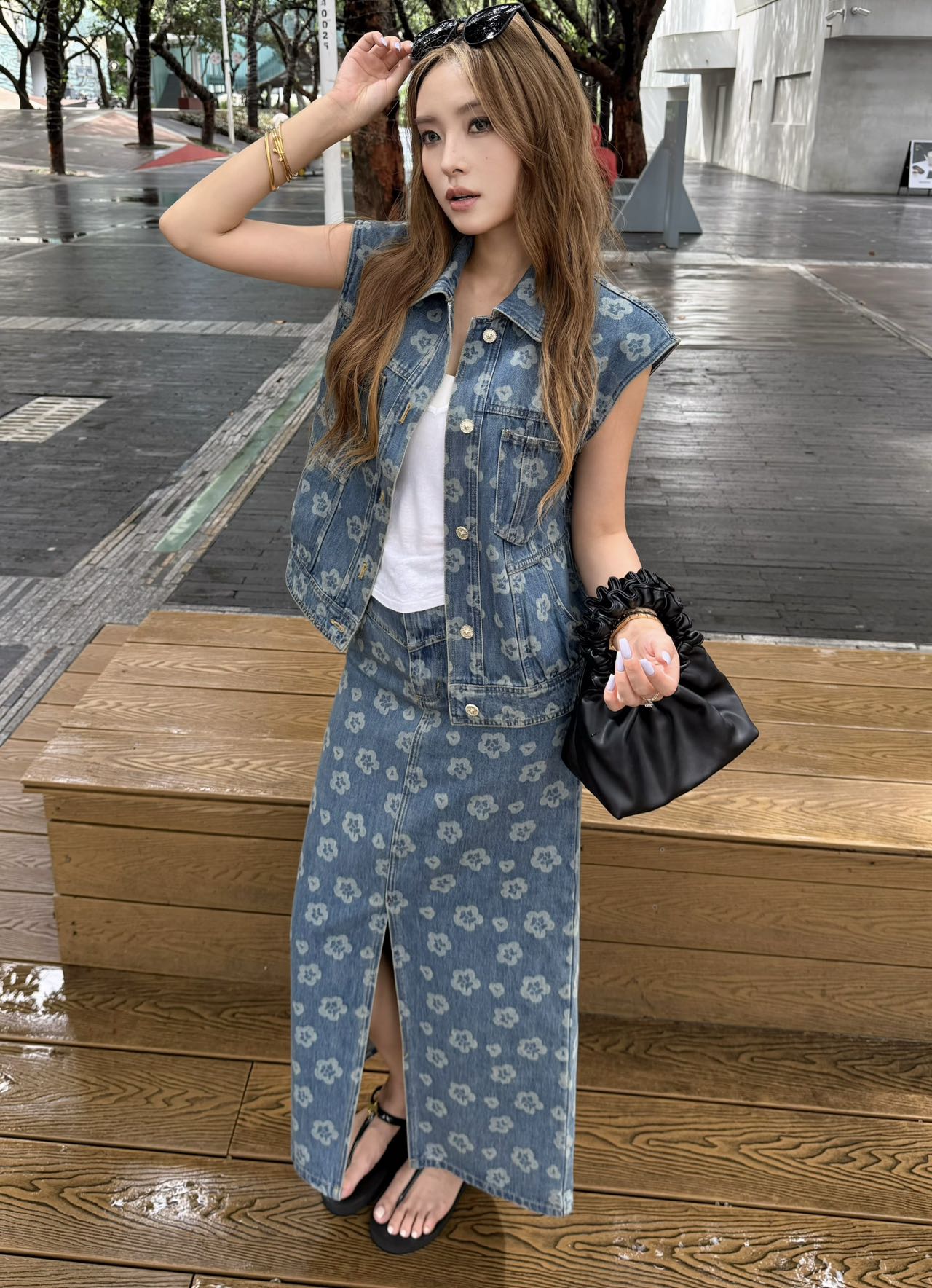 C 25SS new stylish denim long skirt