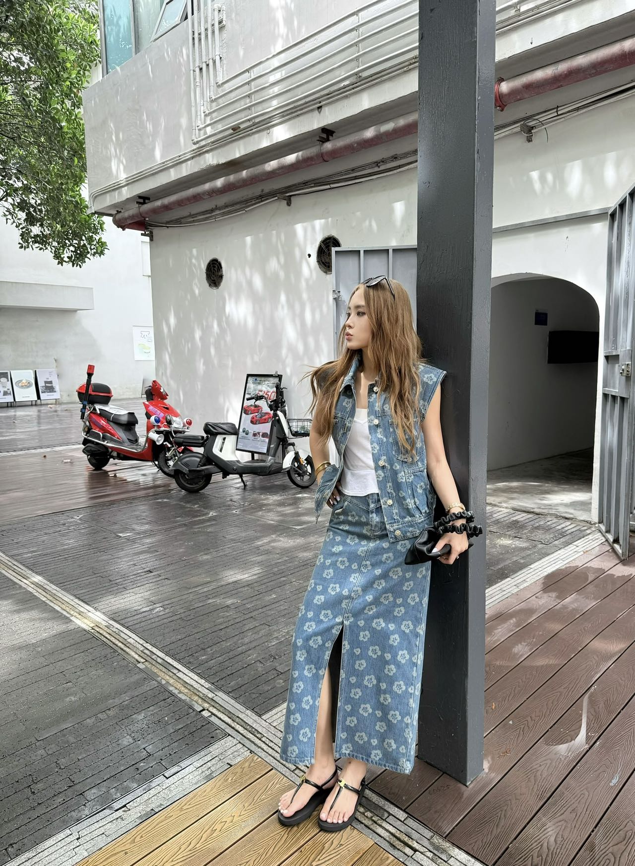 C 25SS new stylish denim long skirt