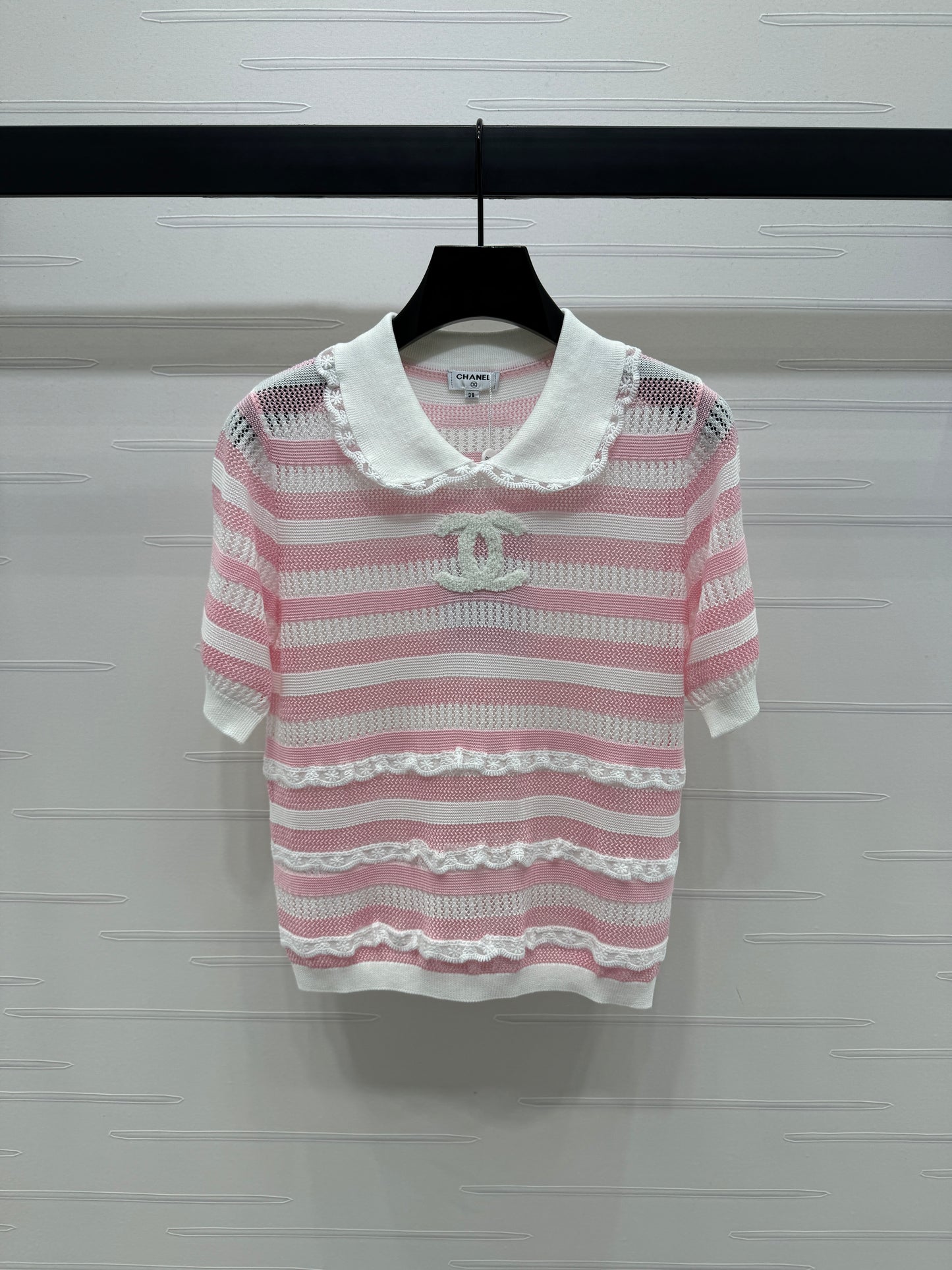 C 2025 Spring/Summer Lace Collar Knit Short Sleeve!