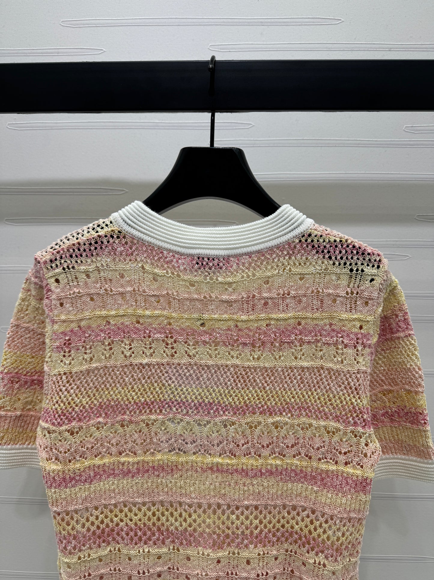 C Spring/Summer 25 Gradient color knit short sleeve cardigan