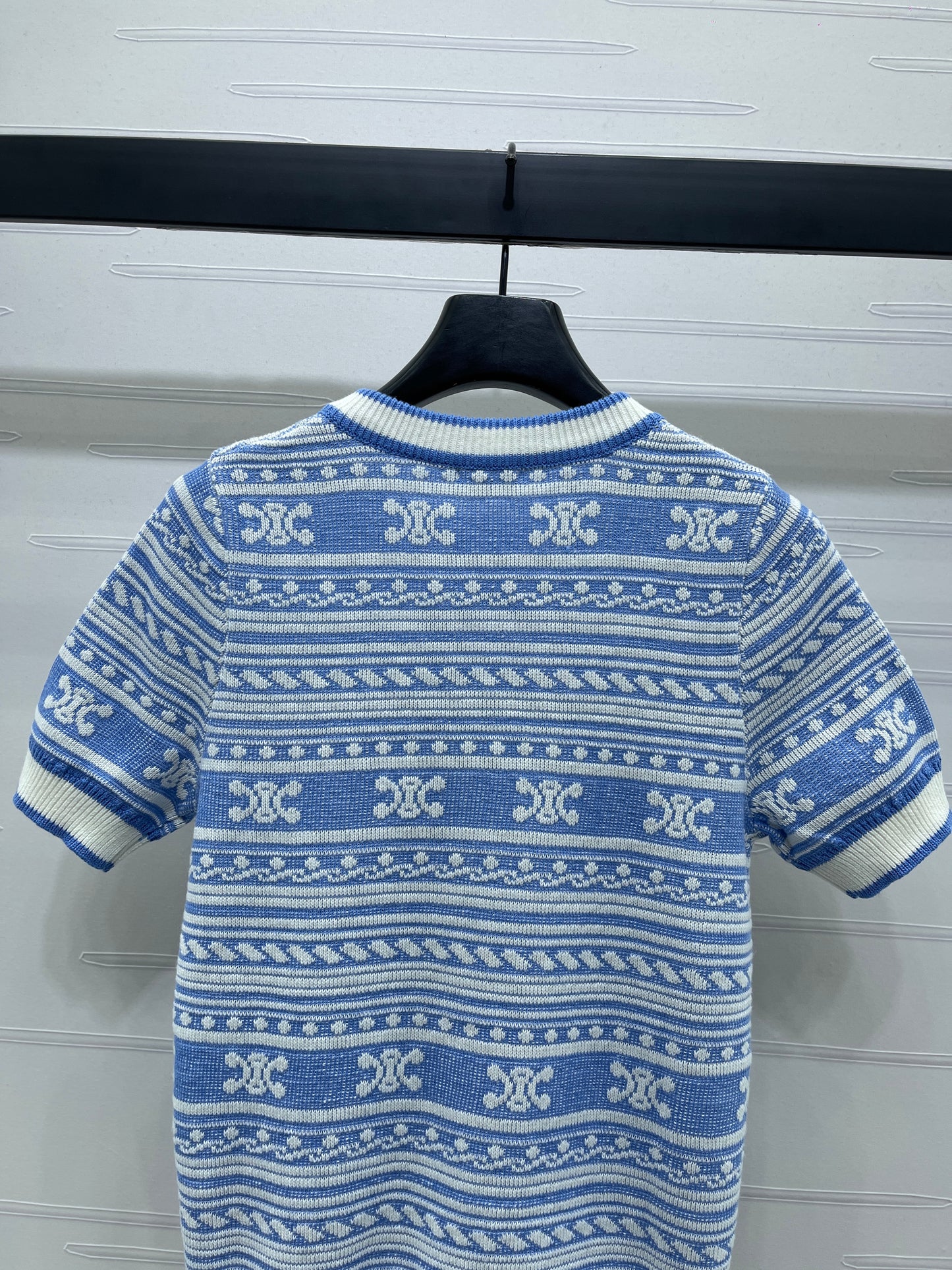 CE 25 Early Fall Arc de Triomphe Pattern Knitted Short Sleeve Cardigan