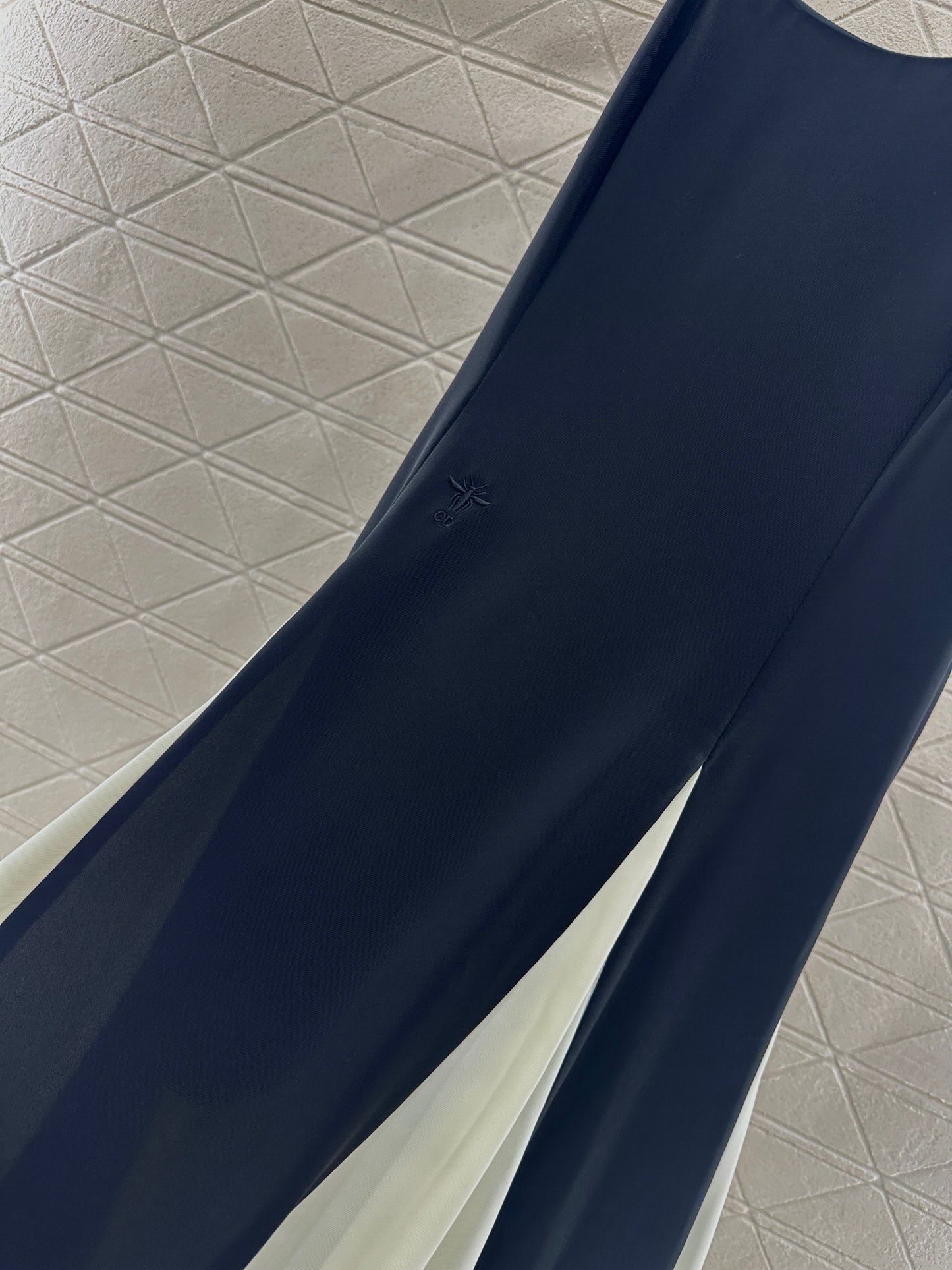 D 25 Contrast color stitching suspender long skirt
