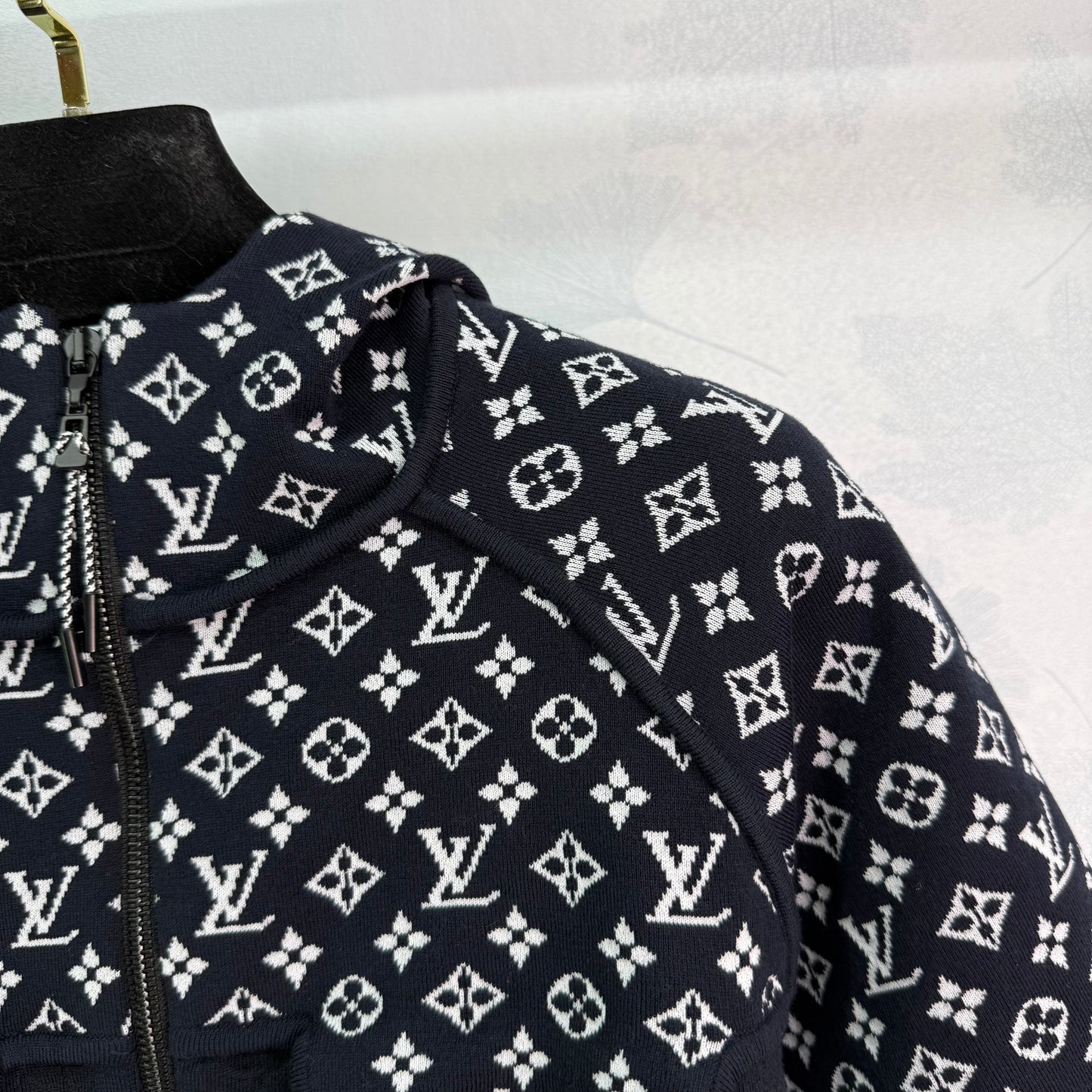 L 2025 Early Fall Jacquard patchwork hooded knitted short-sleeved cardigan!