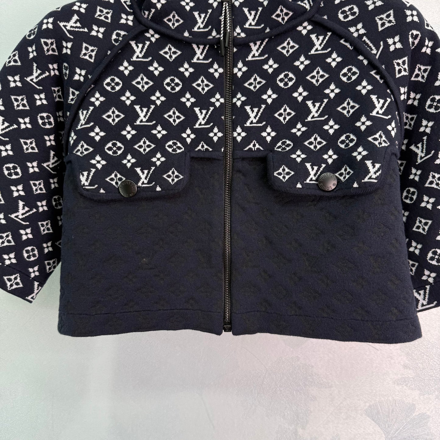 L 2025 Early Fall Jacquard patchwork hooded knitted short-sleeved cardigan!